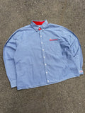 Vintage Budweiser Embroidered Logo Long Sleeve Cropped Reworked Button Up Shirt Size 2XL