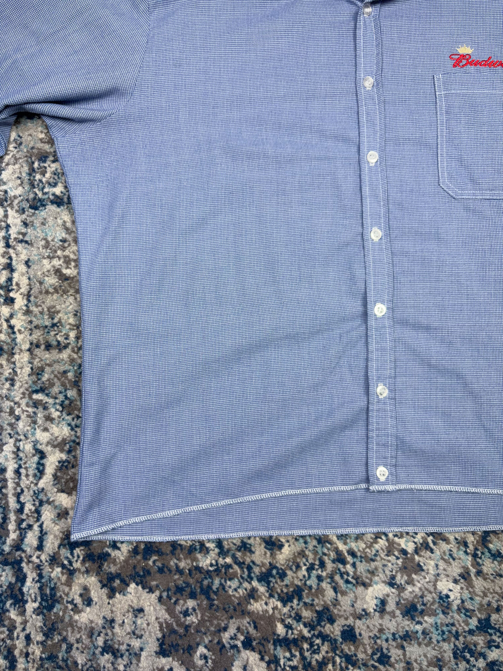 Vintage Budweiser Embroidered Logo Long Sleeve Cropped Reworked Button Up Shirt Size 2XL