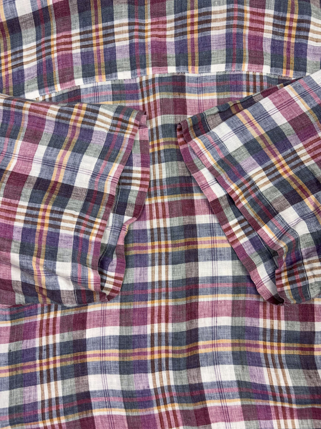 Vintage Scott Barber Plaid Short Sleeve Cropped Reworked Button Up Shirt Size XL