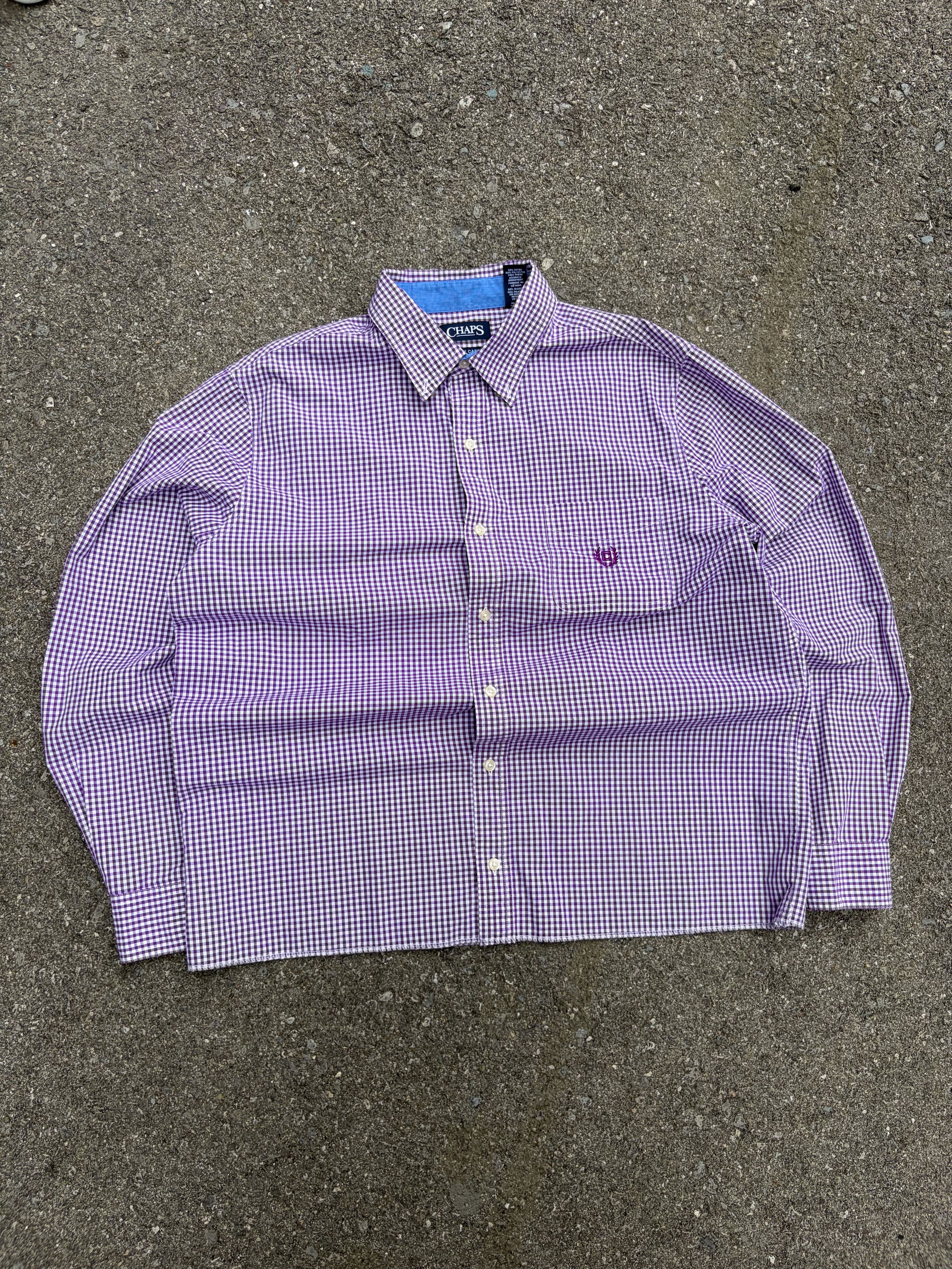 Vintage Chaps Ralph Lauren Embroidered Crest Long Sleeve Button Up Shirt Size Large
