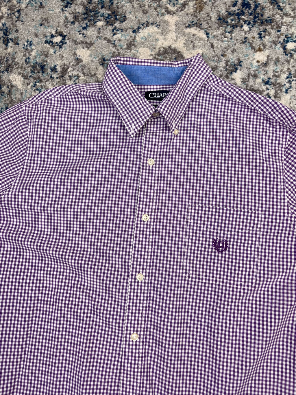 Vintage Chaps Ralph Lauren Embroidered Crest Long Sleeve Button Up Shirt Size Large