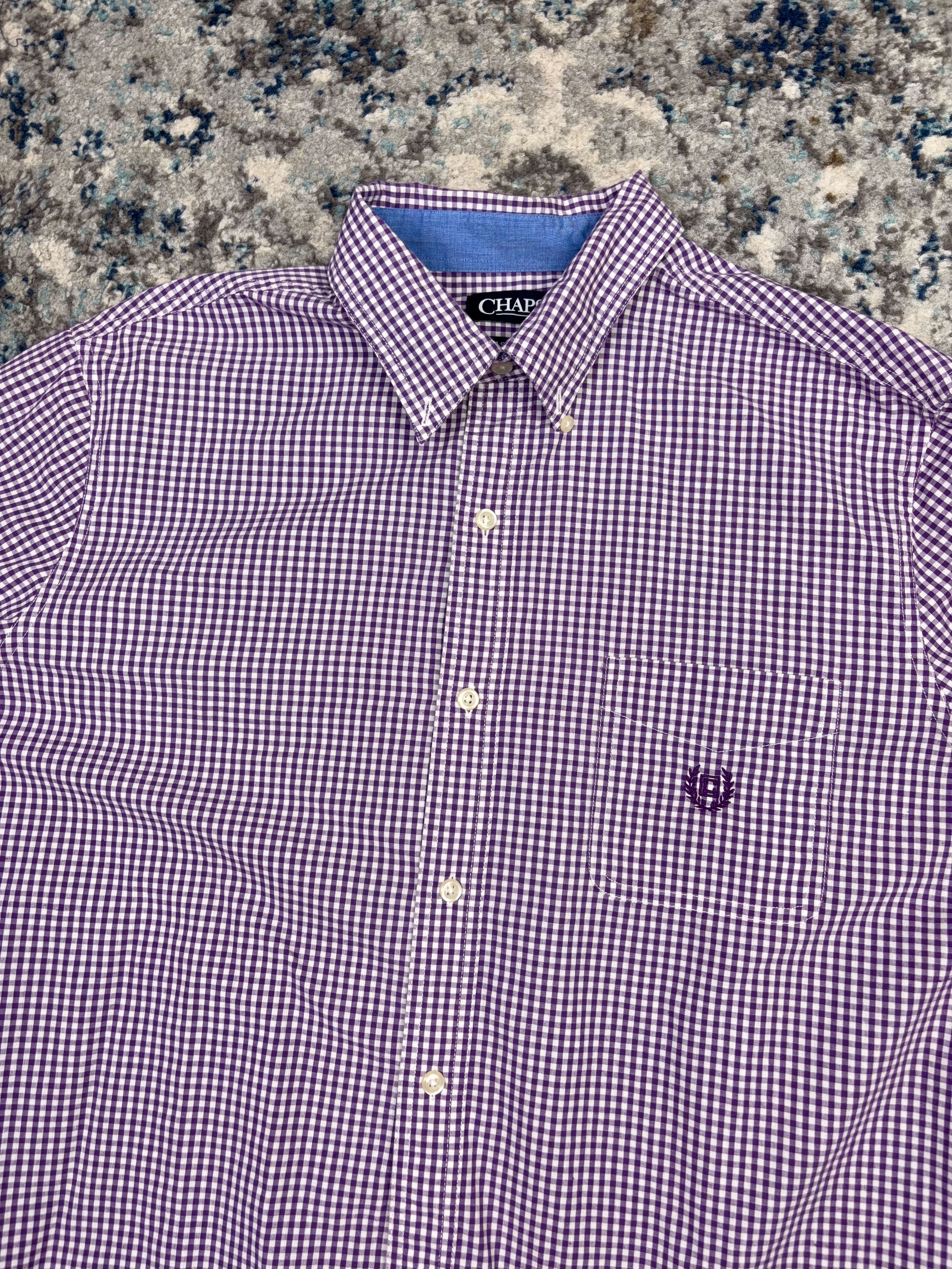 Vintage Chaps Ralph Lauren Embroidered Crest Long Sleeve Button Up Shirt Size Large