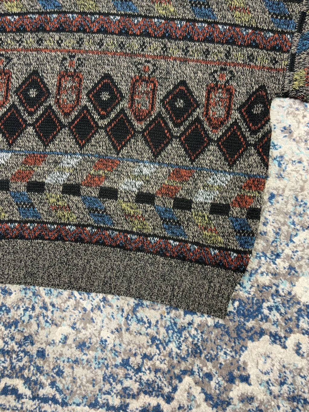 Vintage Campus Geometric Pattern Print Pullover Knit Sweater Size XL