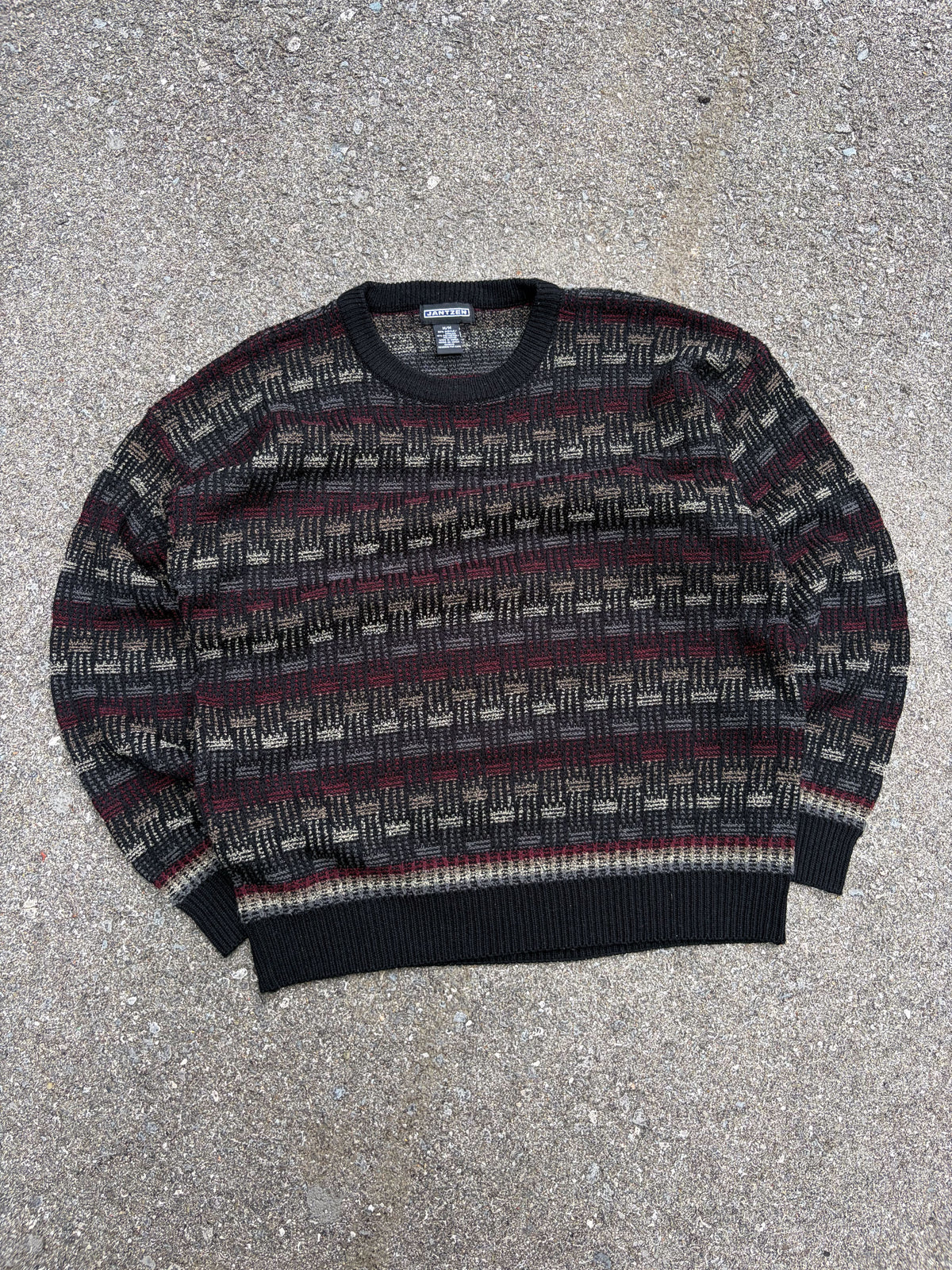 Vintage Jantzen Block Stripe Pattern Pullover Knit Sweater Size Medium