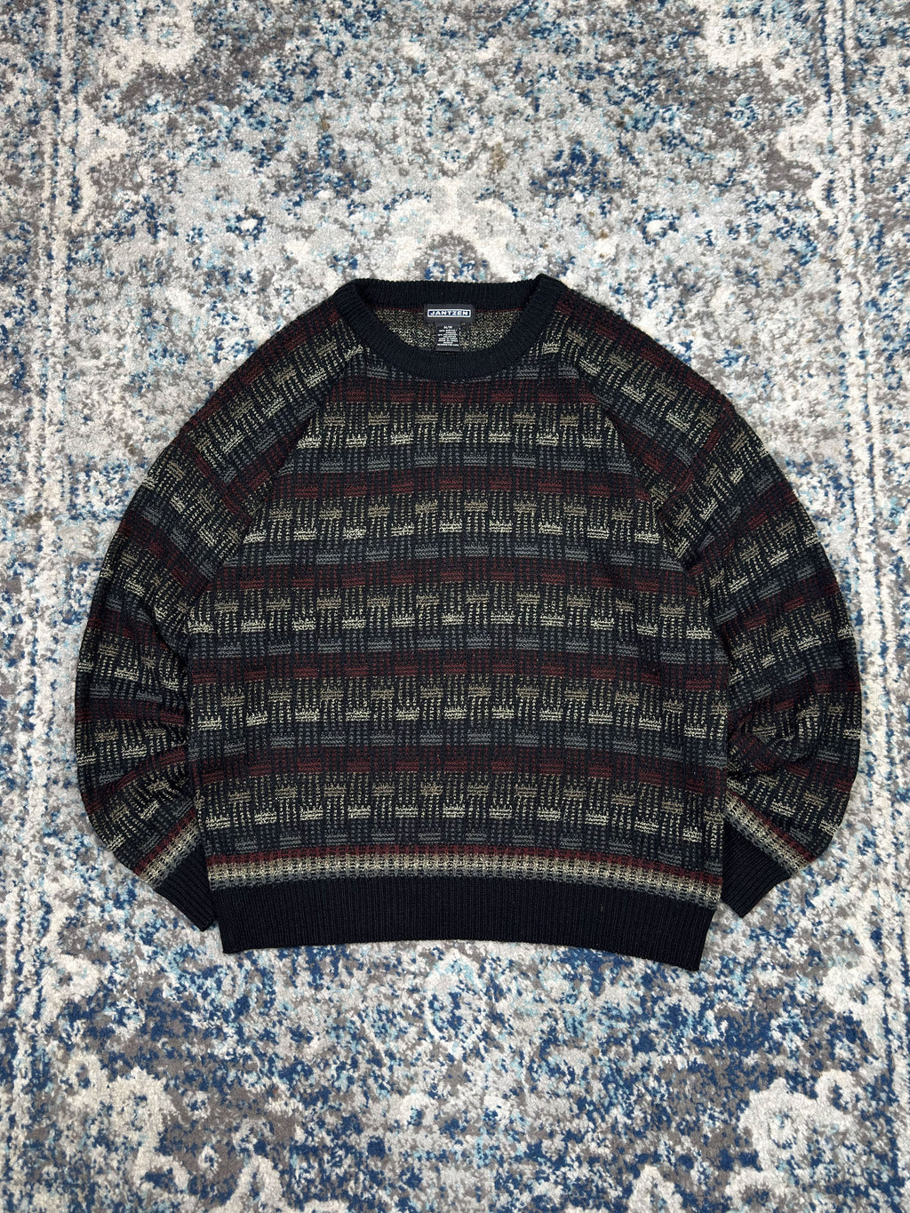 Vintage Jantzen Block Stripe Pattern Pullover Knit Sweater Size Medium
