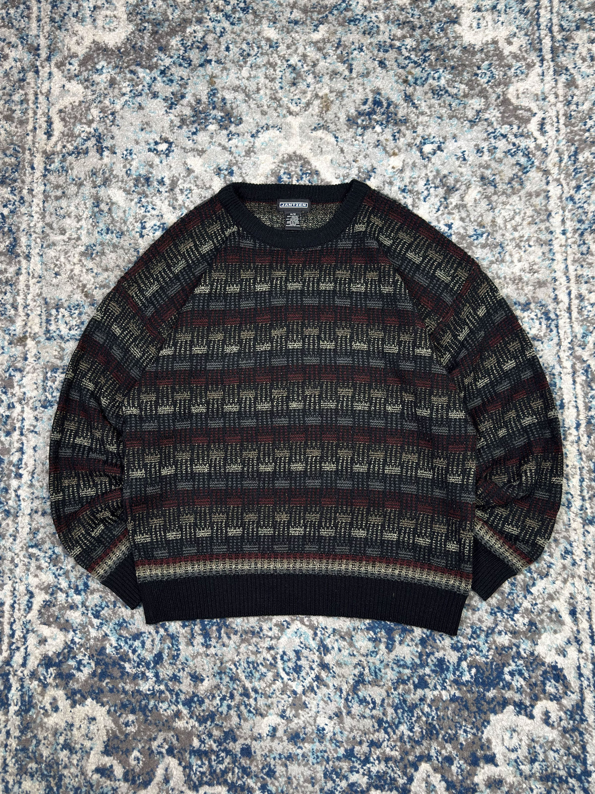 Vintage Jantzen Block Stripe Pattern Pullover Knit Sweater Size Medium