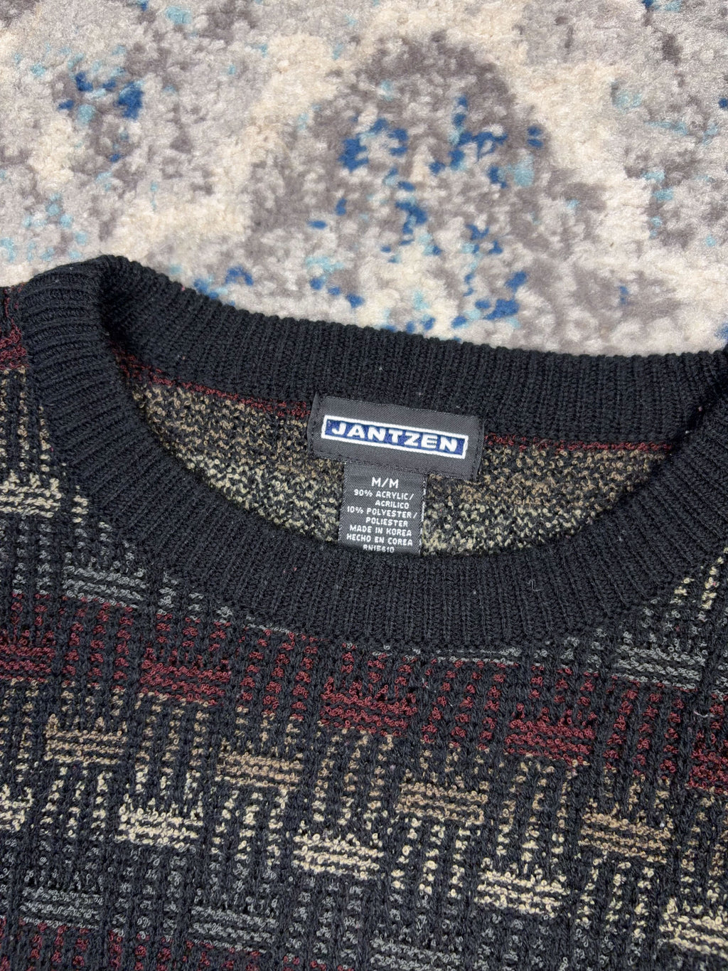 Vintage Jantzen Block Stripe Pattern Pullover Knit Sweater Size Medium