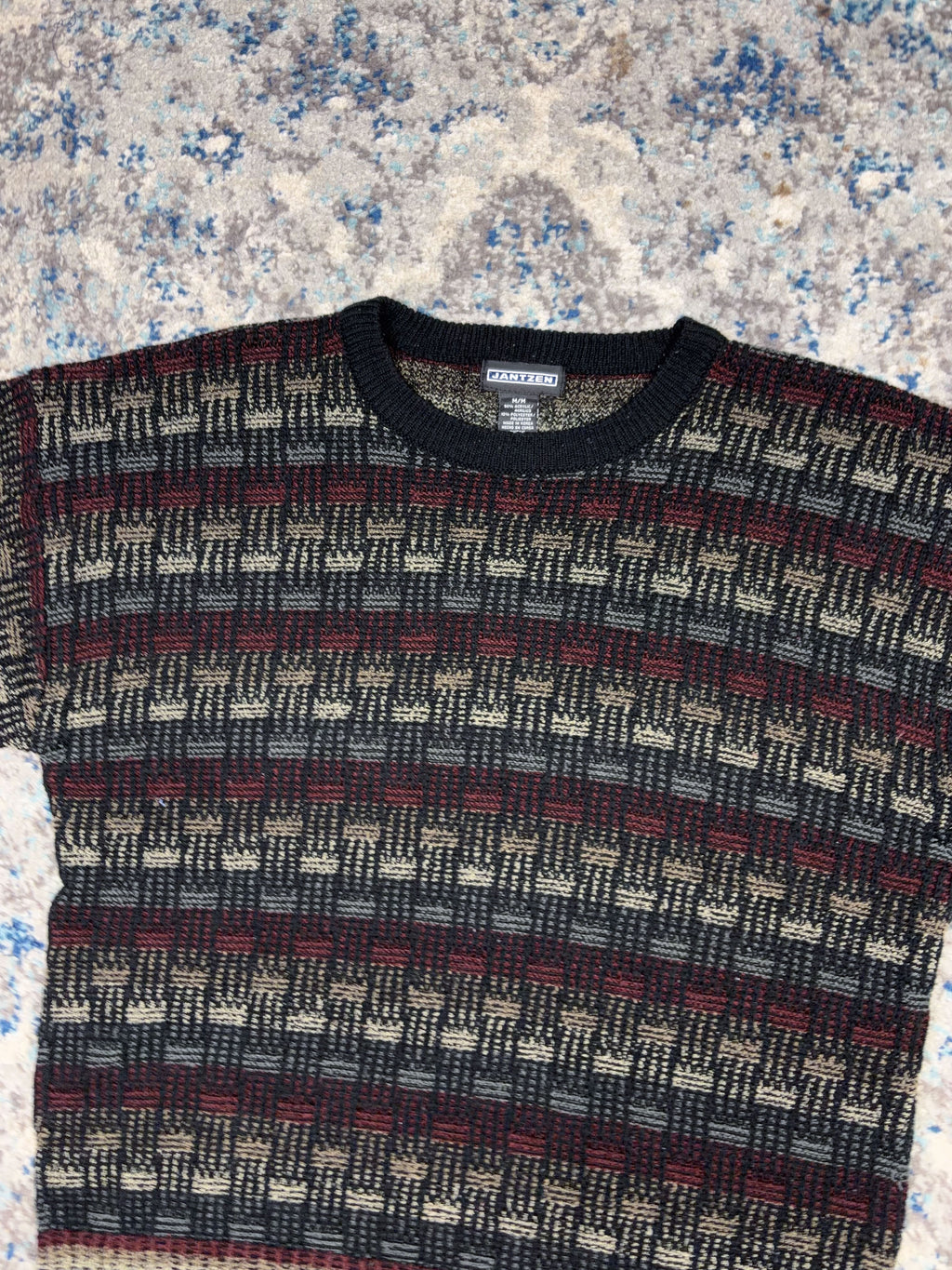 Vintage Jantzen Block Stripe Pattern Pullover Knit Sweater Size Medium