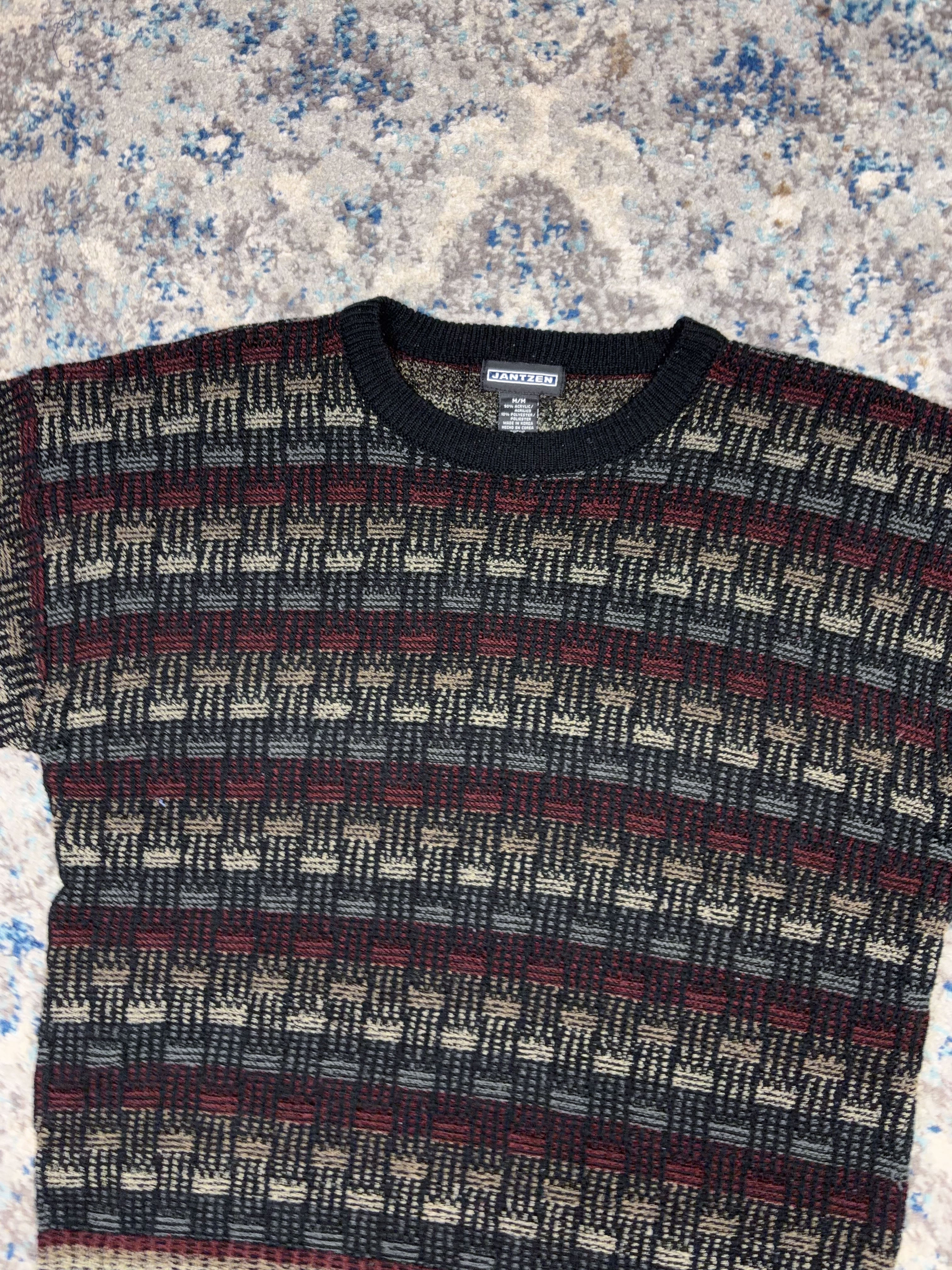 Vintage Jantzen Block Stripe Pattern Pullover Knit Sweater Size Medium
