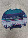 Vintage 90s Impact Aztec Pattern Print Pullover Knit Sweater Size XL