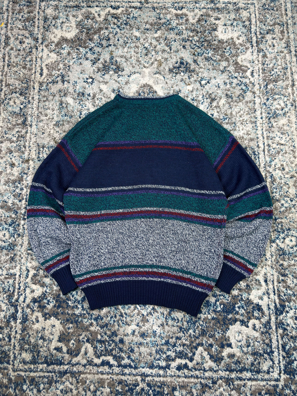 Vintage 90s Impact Aztec Pattern Print Pullover Knit Sweater Size XL