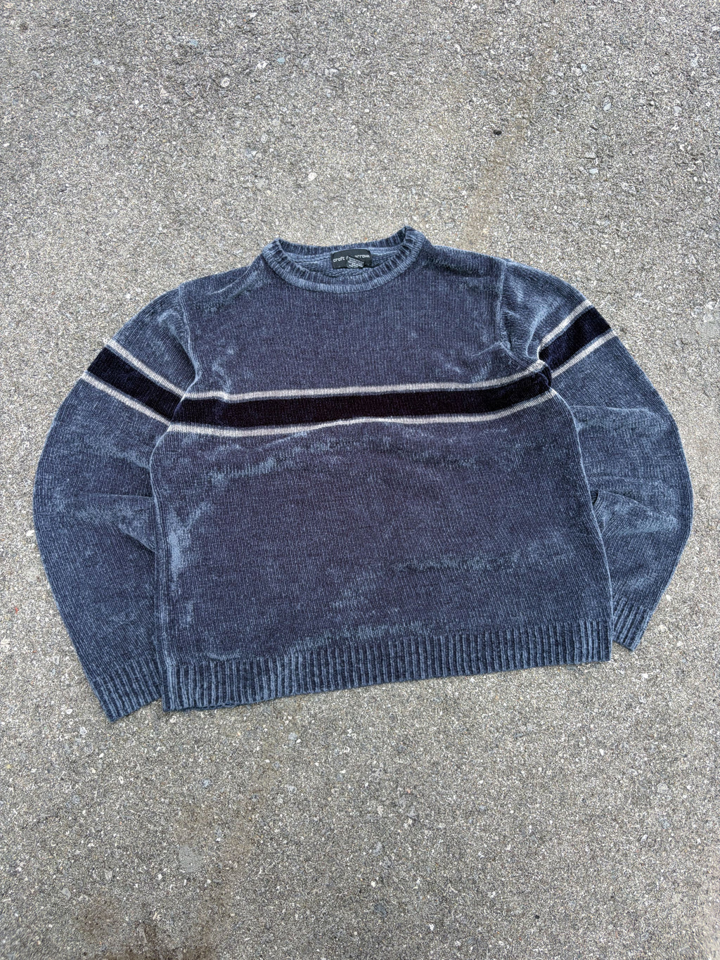 Vintage Croft & Barrow Striped Velour Pullover Knit Sweater Size Medium