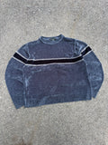 Vintage Croft & Barrow Striped Velour Pullover Knit Sweater Size Medium