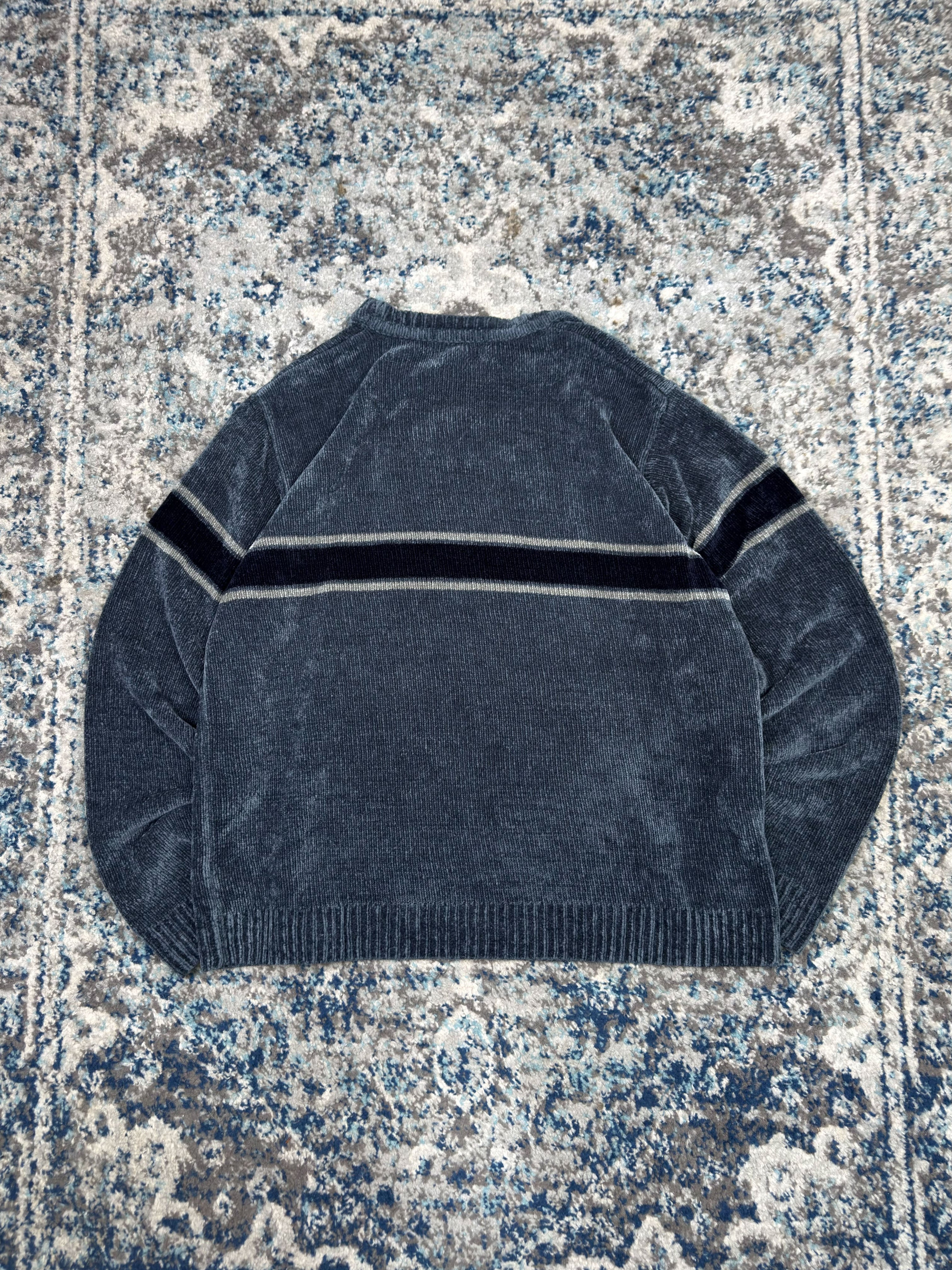 Vintage Croft & Barrow Striped Velour Pullover Knit Sweater Size Medium