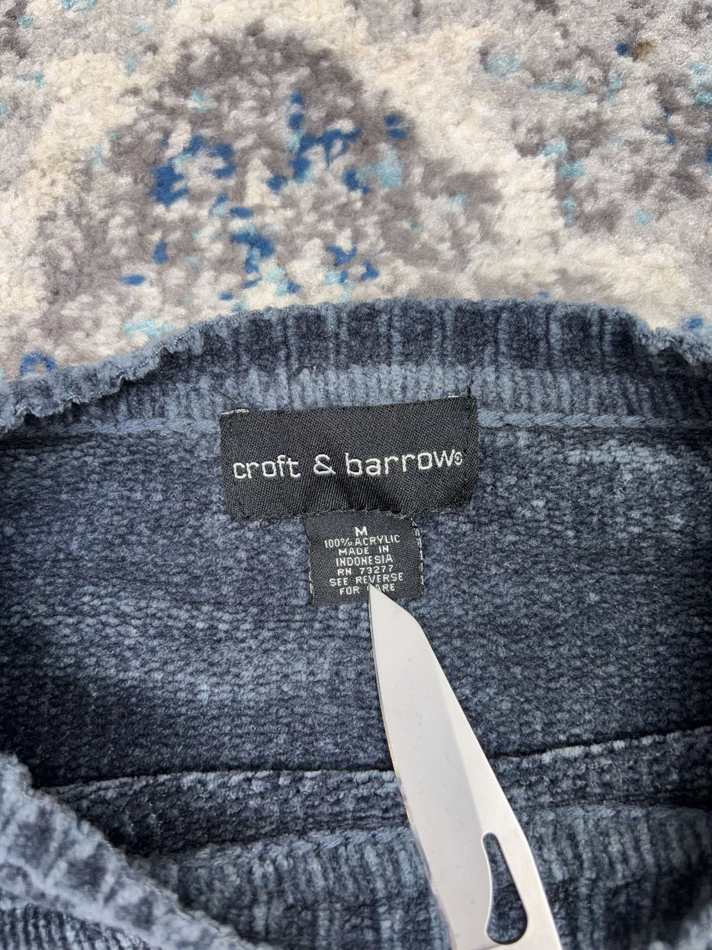 Vintage Croft & Barrow Striped Velour Pullover Knit Sweater Size Medium
