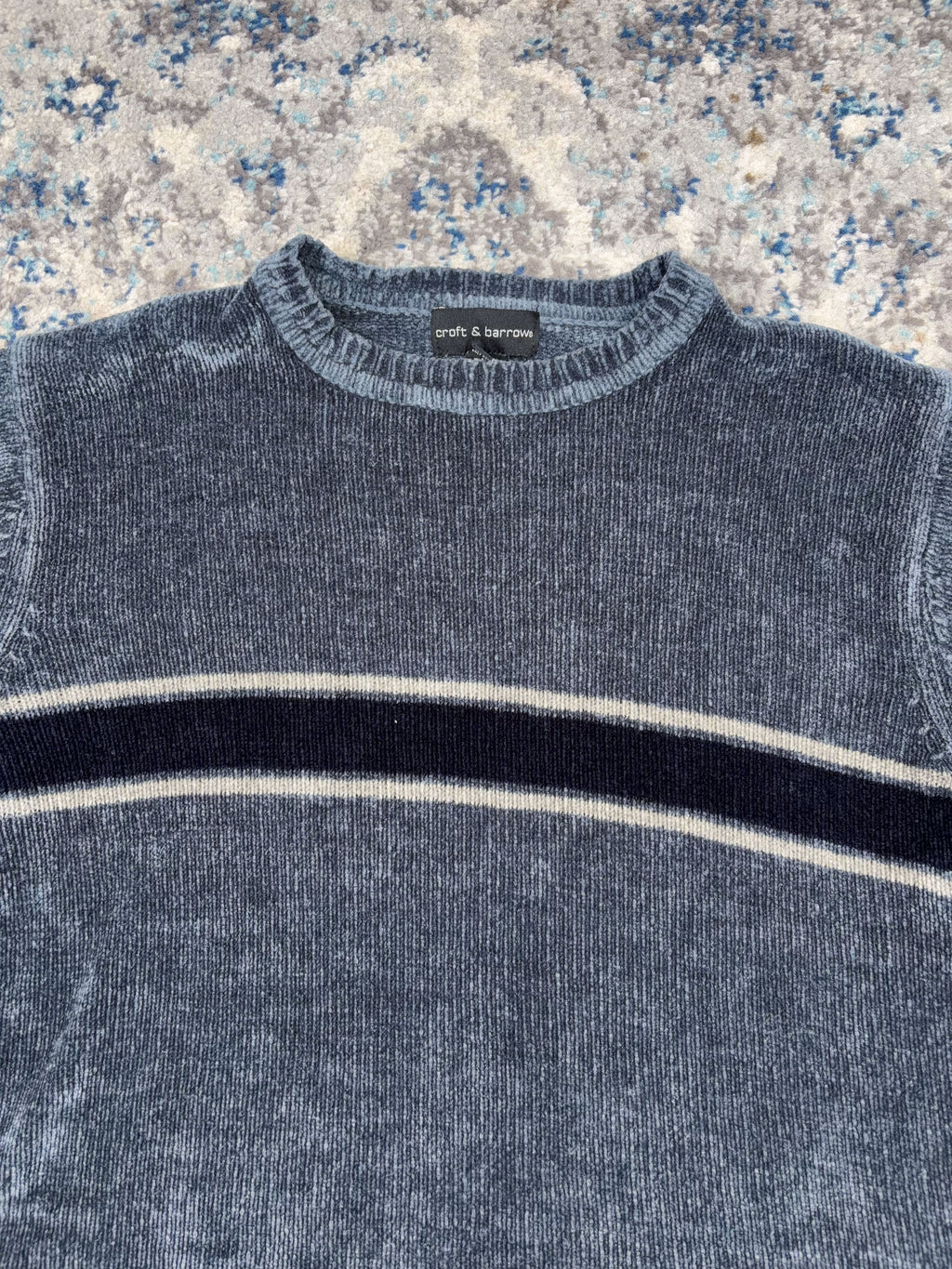 Vintage Croft & Barrow Striped Velour Pullover Knit Sweater Size Medium