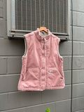 Vintage Womens Carhartt Sherpa Lined Canvas Workwear Vest Jacket Size Medium