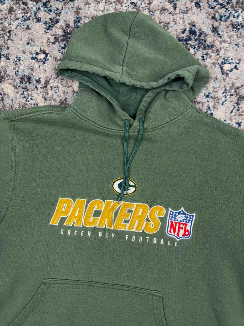 Vintage Green Bay Packers NFL Embroidered Spellout Reebok Hooded Sweatshirt Size Large