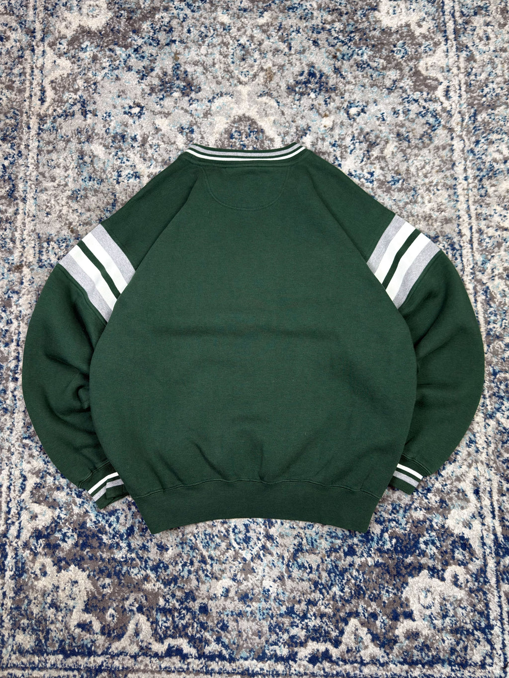 Vintage Michigan State Spartans NCAA Embroidered Spellout Striped Crewneck Sweatshirt Size Large