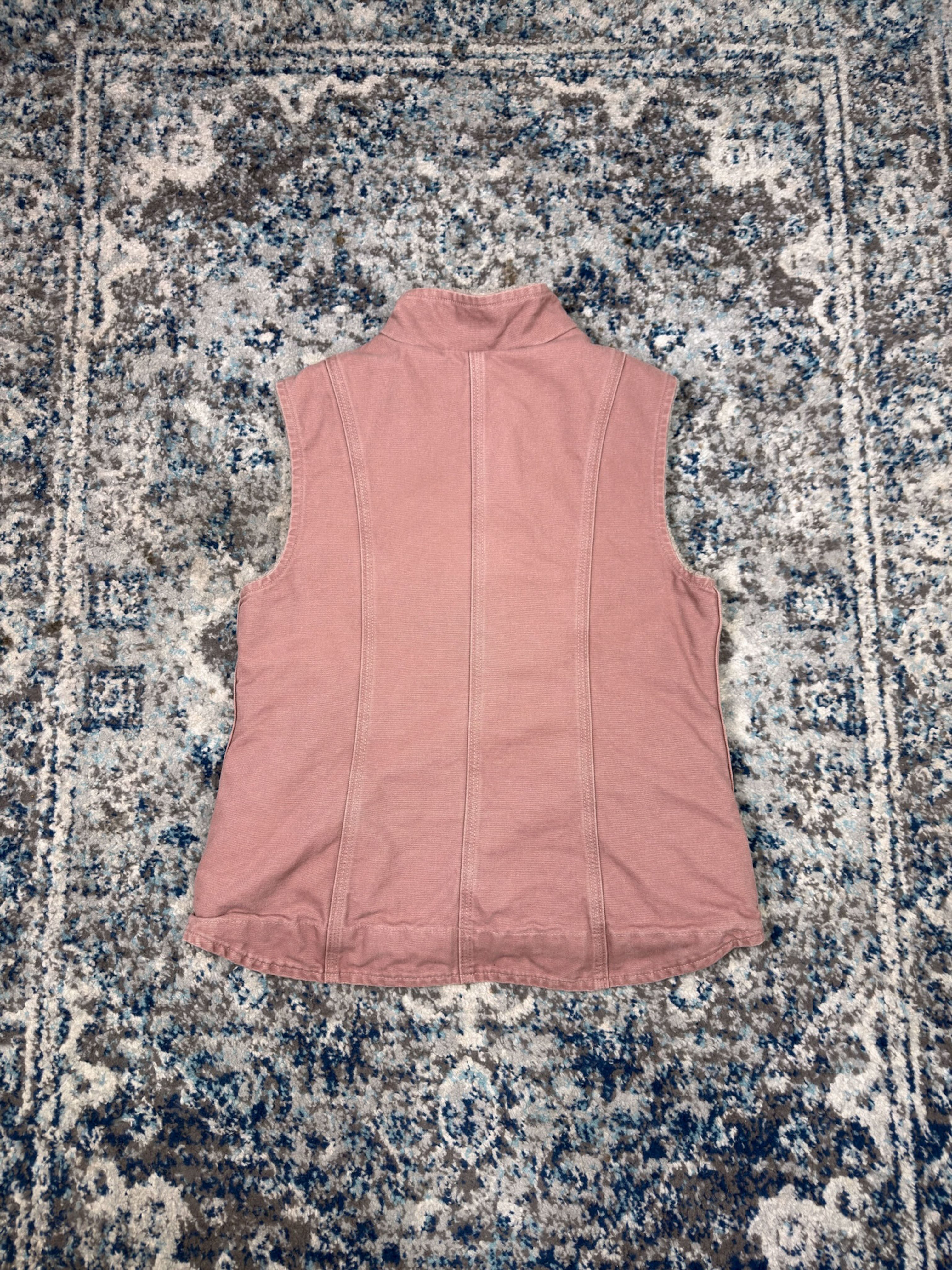 Vintage Womens Carhartt Sherpa Lined Canvas Workwear Vest Jacket Size Medium