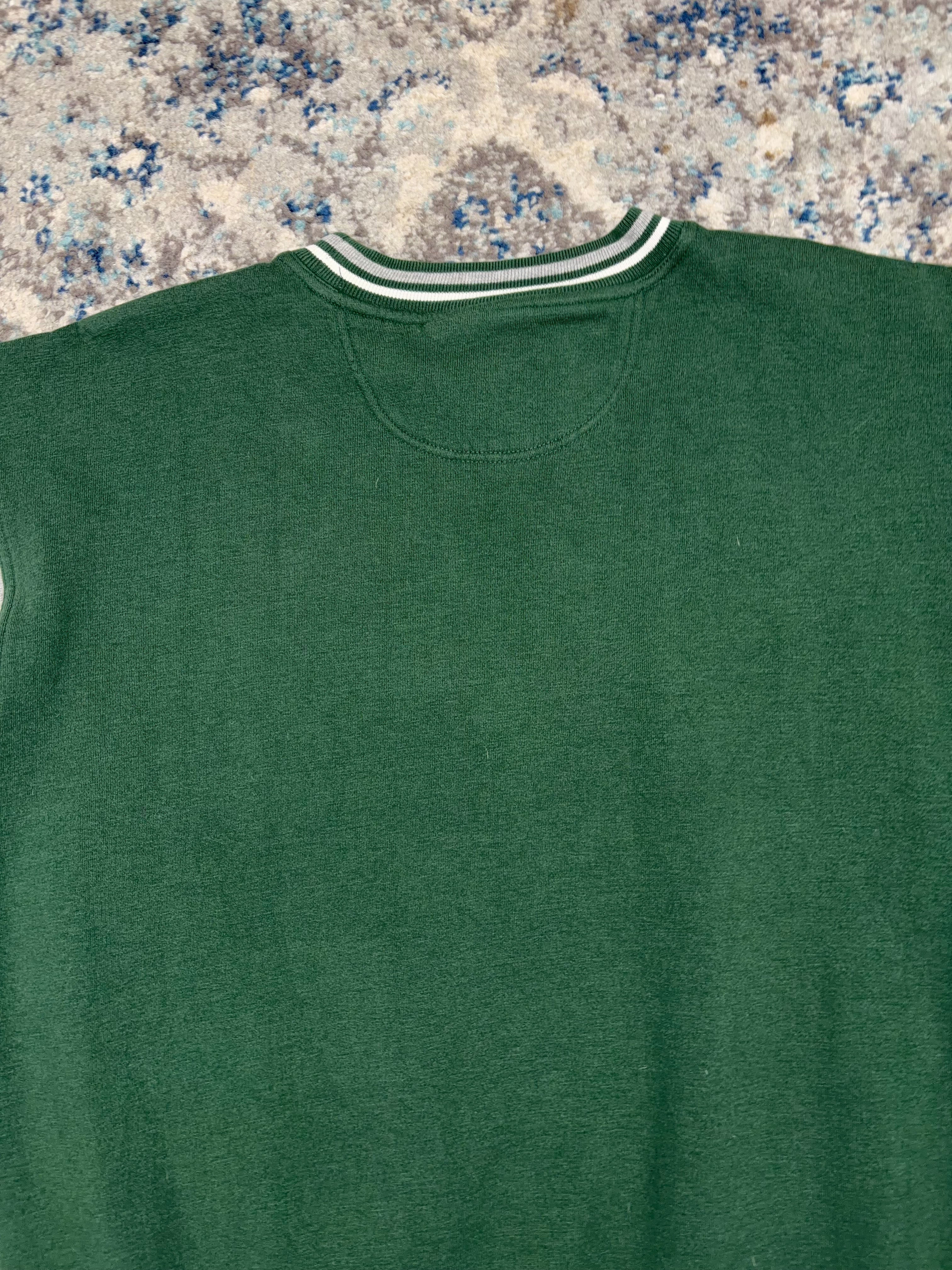 Vintage Michigan State Spartans NCAA Embroidered Spellout Striped Crewneck Sweatshirt Size Large