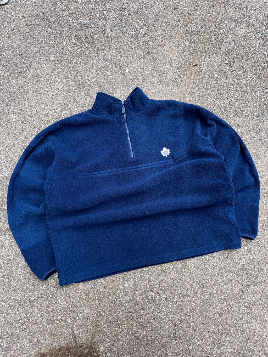 Vintage Toronto Maple Leafs NHL Embroidered Logo 1/4 Zip Fleece Sweatshirt Size Large