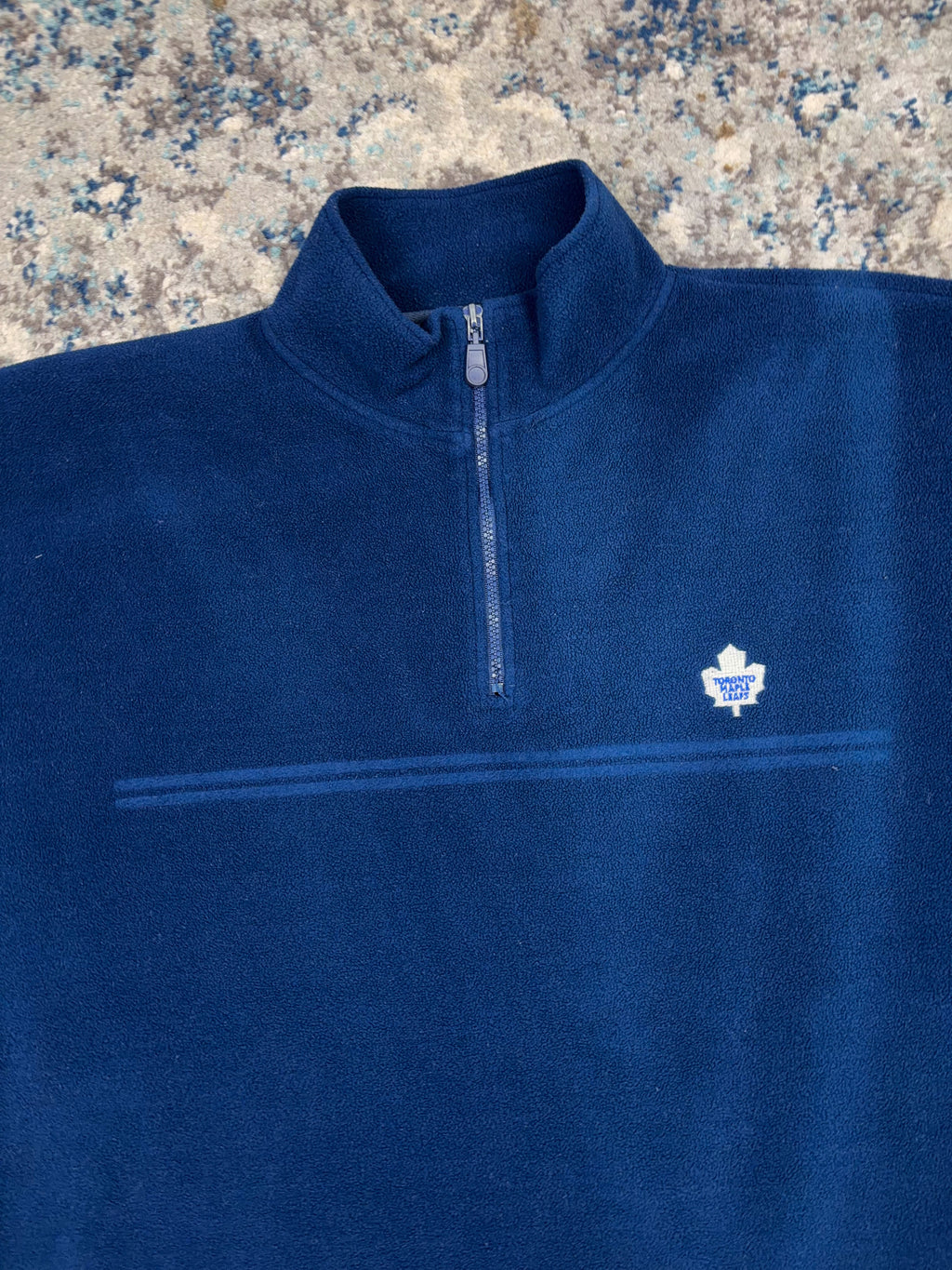 Vintage Toronto Maple Leafs NHL Embroidered Logo 1/4 Zip Fleece Sweatshirt Size Large