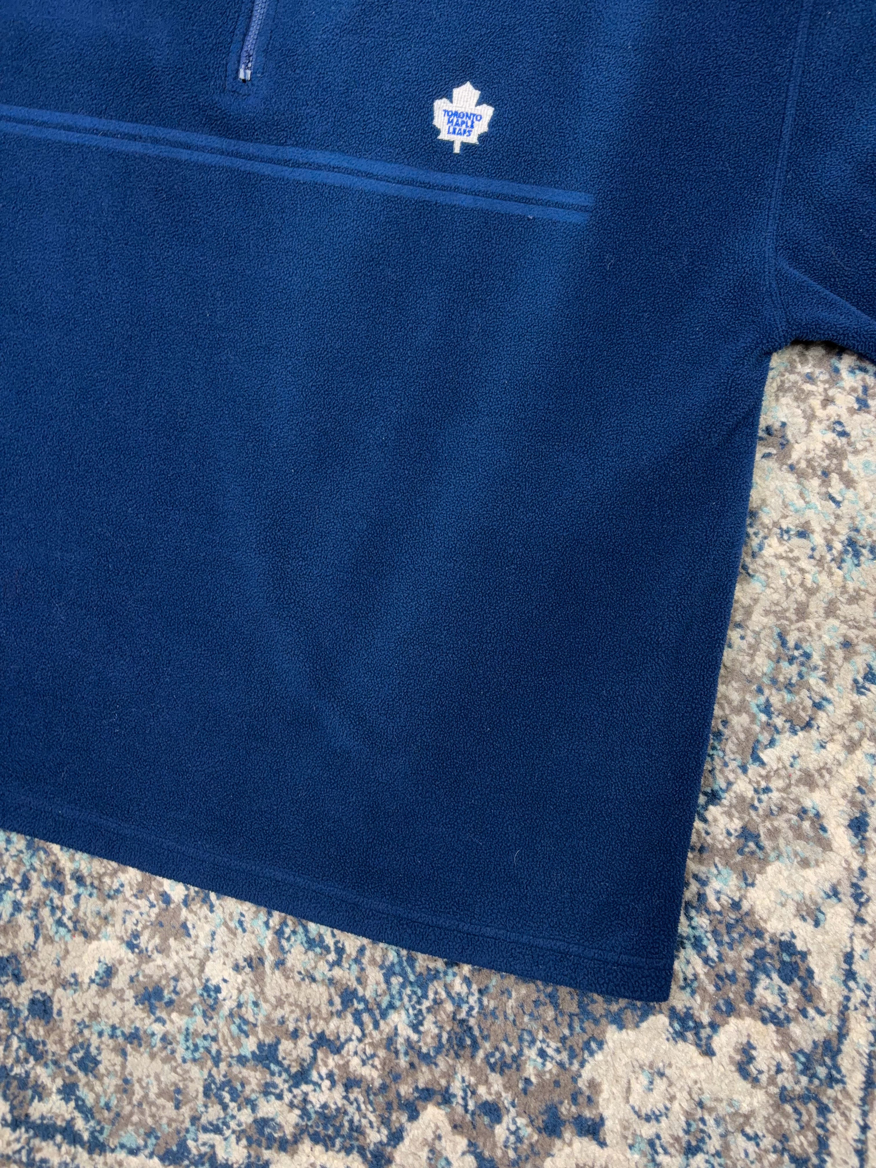 Vintage Toronto Maple Leafs NHL Embroidered Logo 1/4 Zip Fleece Sweatshirt Size Large