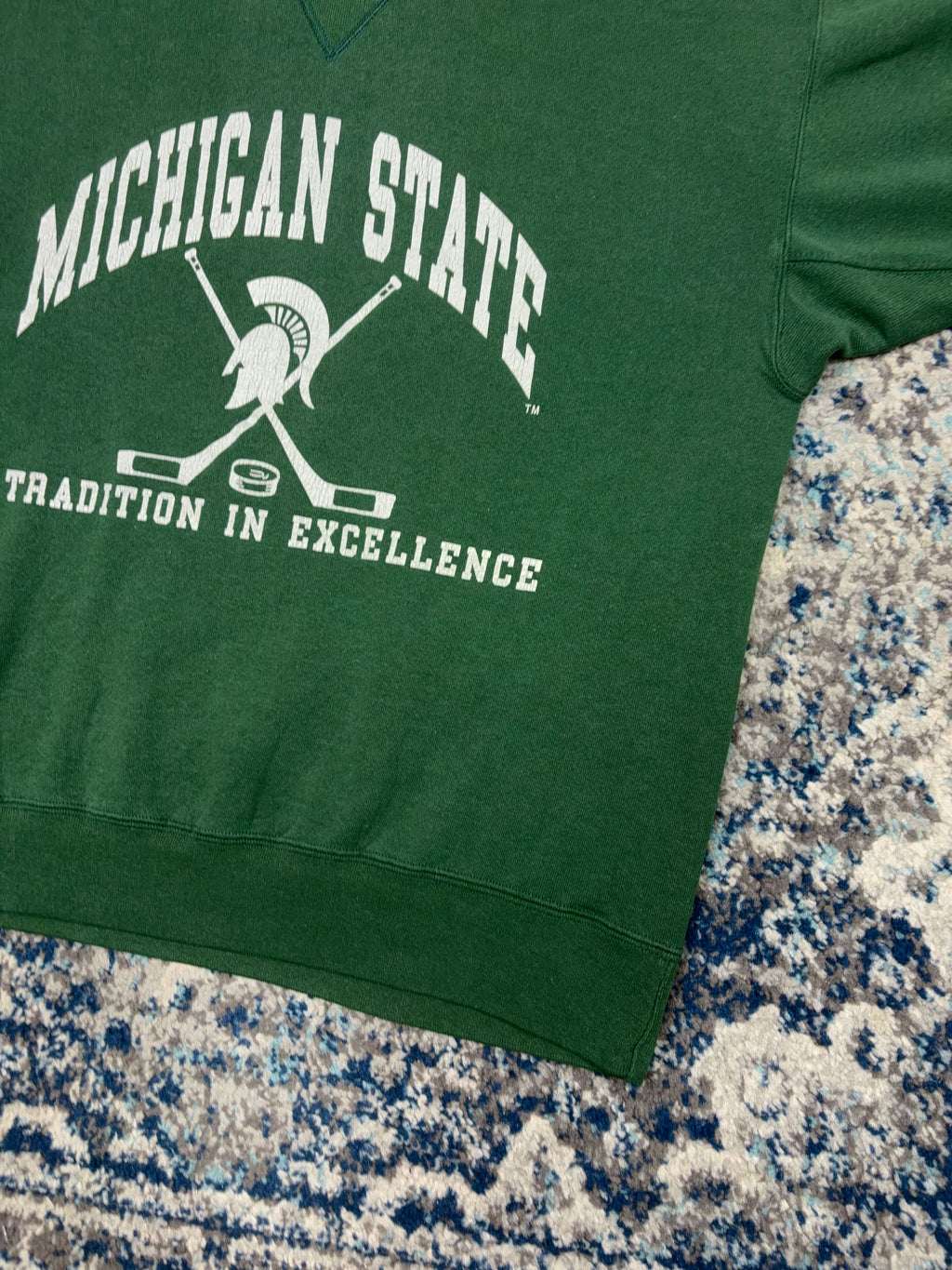Vintage 90s Michigan State Spartans NCAA Graphic Spellout Hockey Sweatshirt Size Large