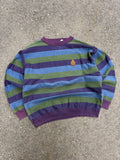 Vintage 90s Structure Embroidered Crest Graphic Striped Crewneck Sweatshirt Size Large