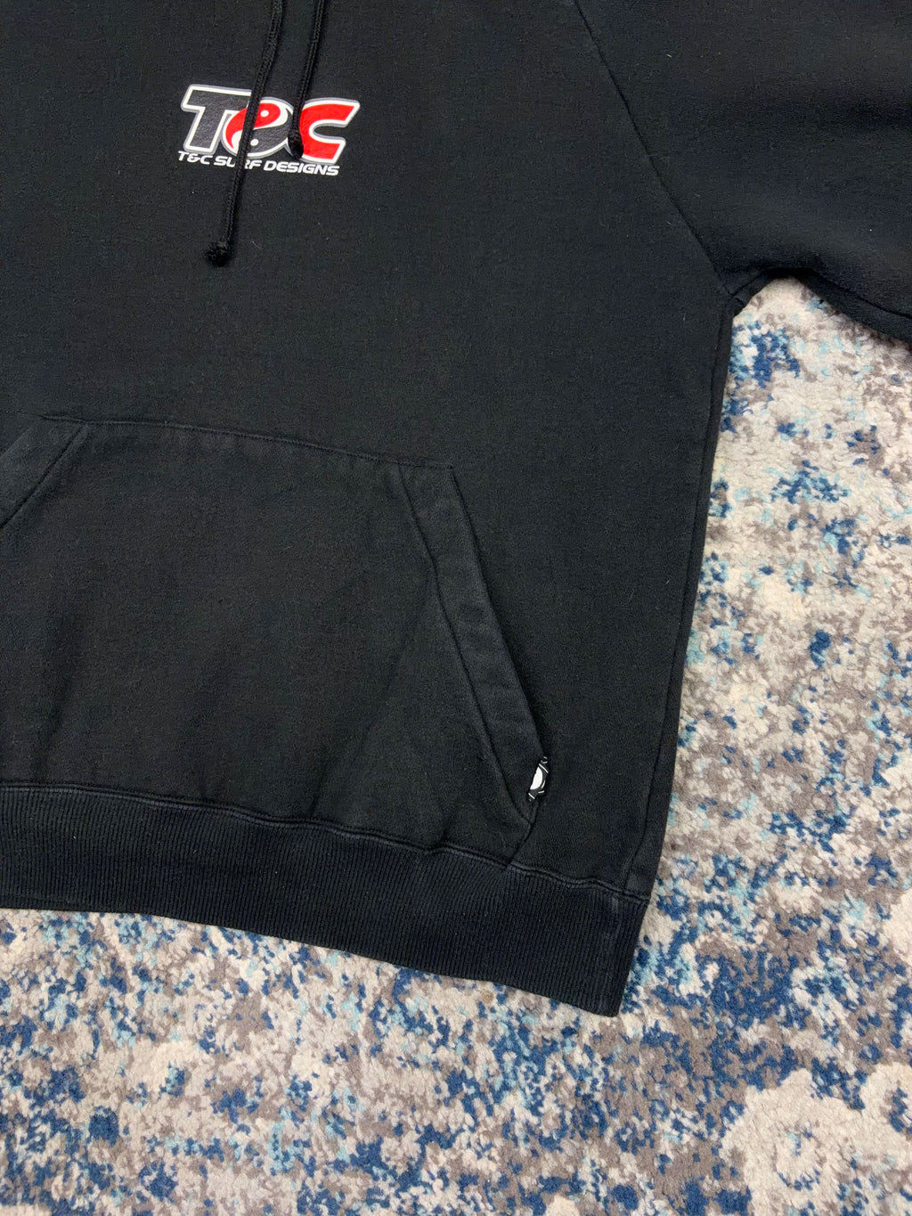 Vintage T&C Surf Designs Graphic Logo Spellout Hooded Sweatshirt Size Medium