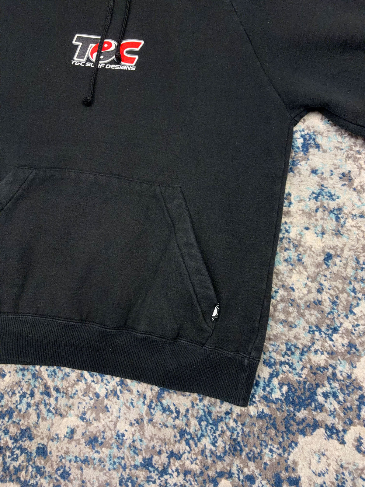 Vintage T&C Surf Designs Graphic Logo Spellout Hooded Sweatshirt Size Medium