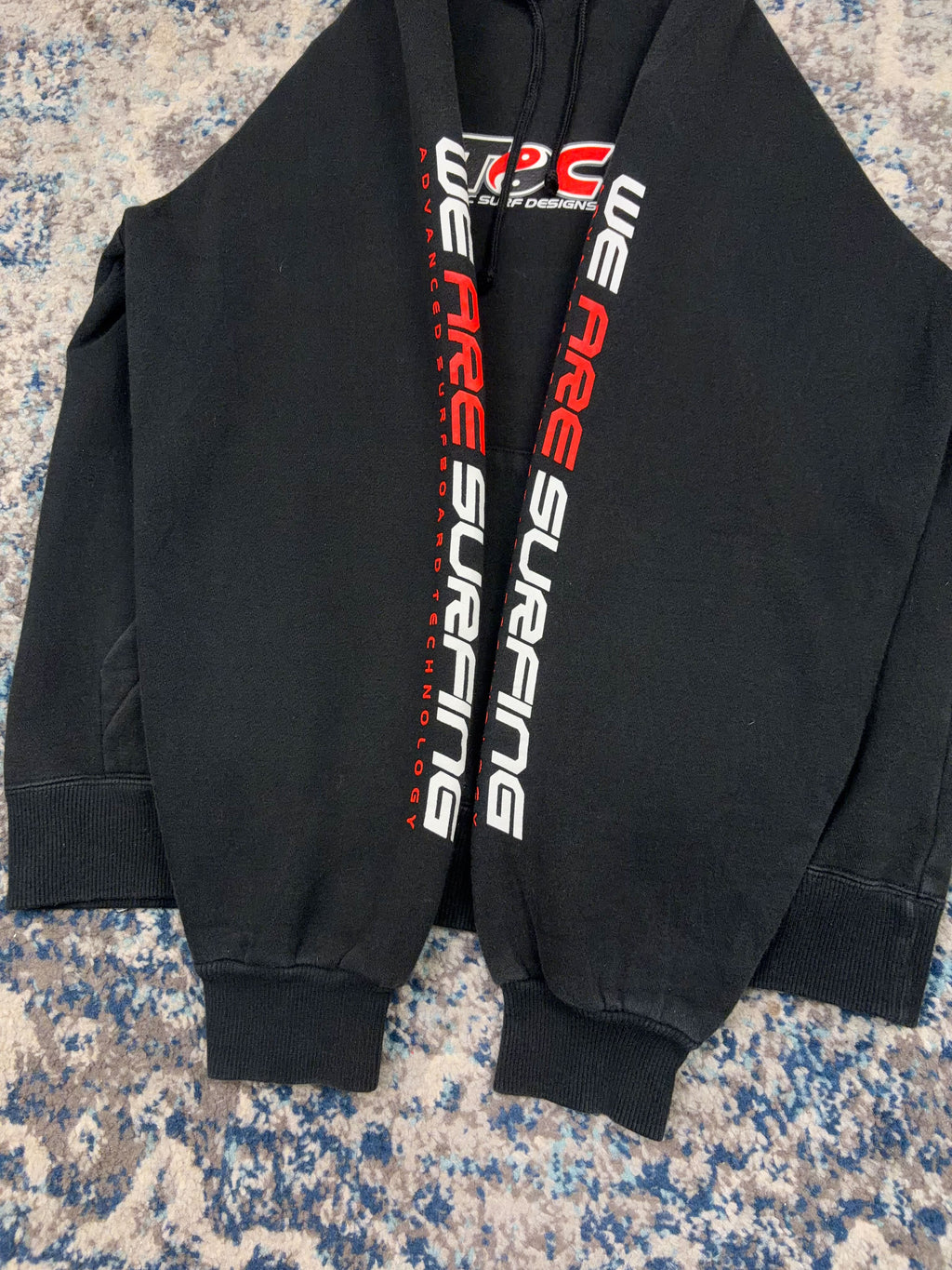 Vintage T&C Surf Designs Graphic Logo Spellout Hooded Sweatshirt Size Medium