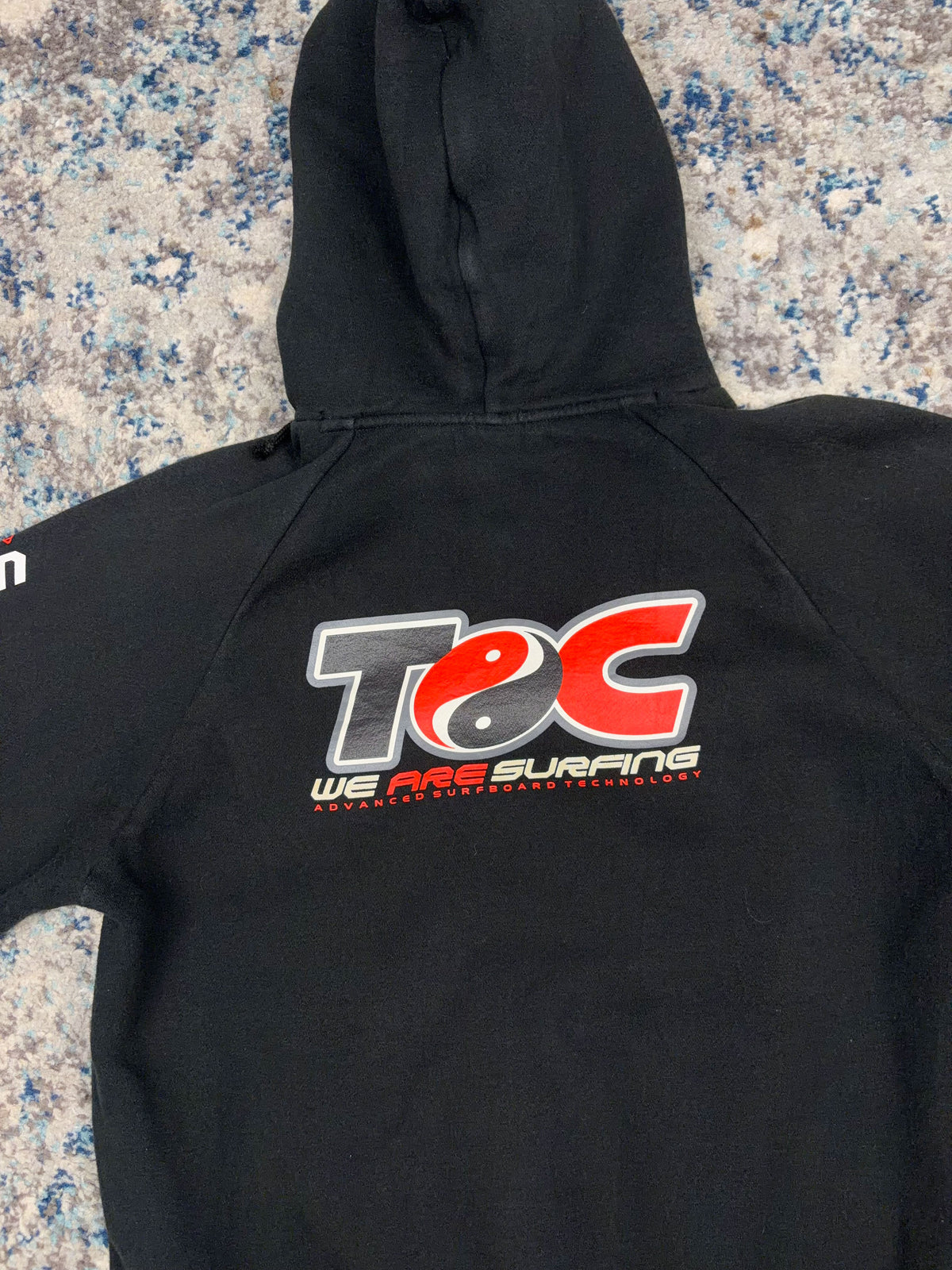 Vintage T&C Surf Designs Graphic Logo Spellout Hooded Sweatshirt Size Medium