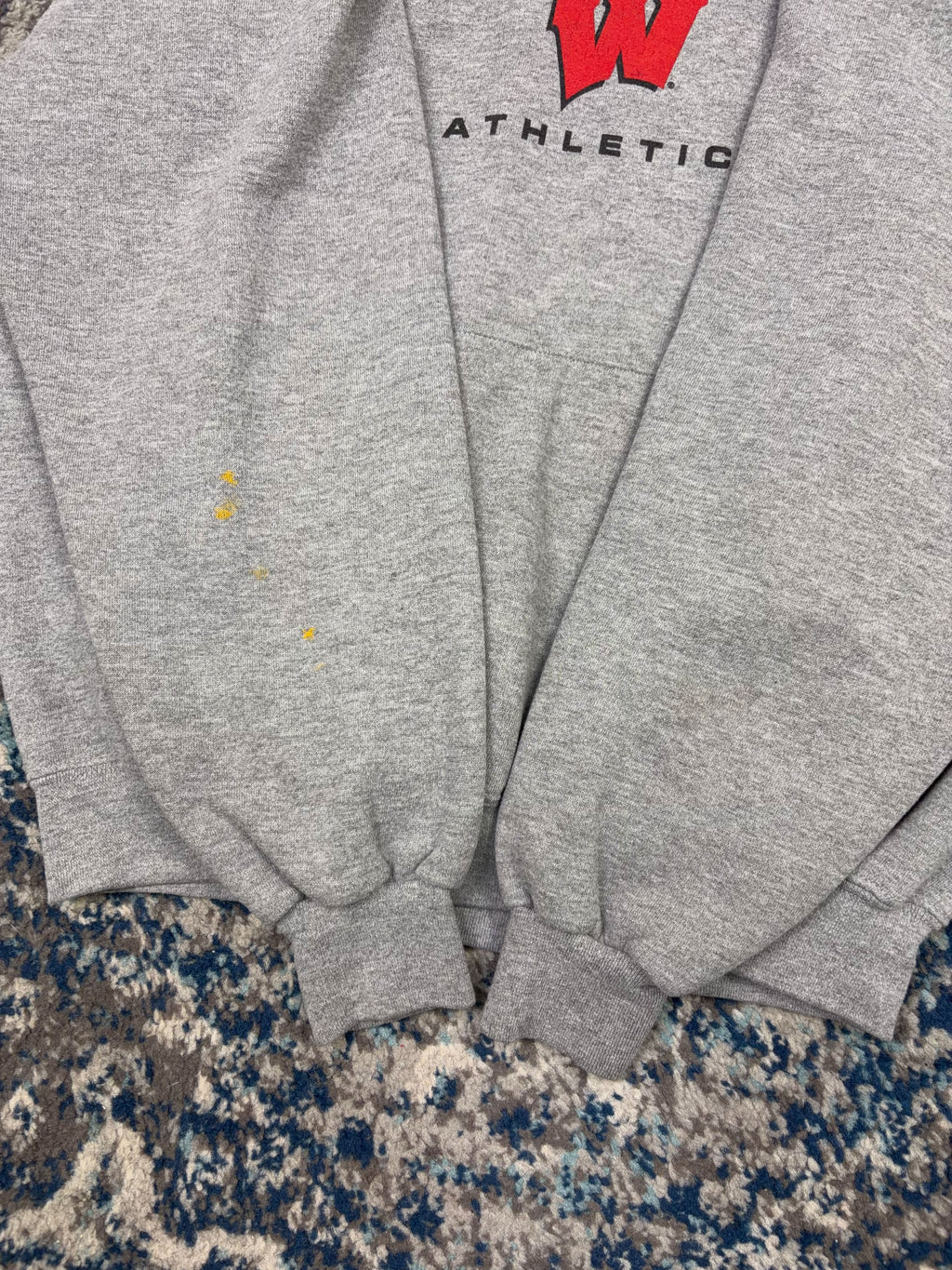 Vintage Wisconsin Badgers NCAA Athletics Spellout Graphic Hooded Sweatshirt Size XL