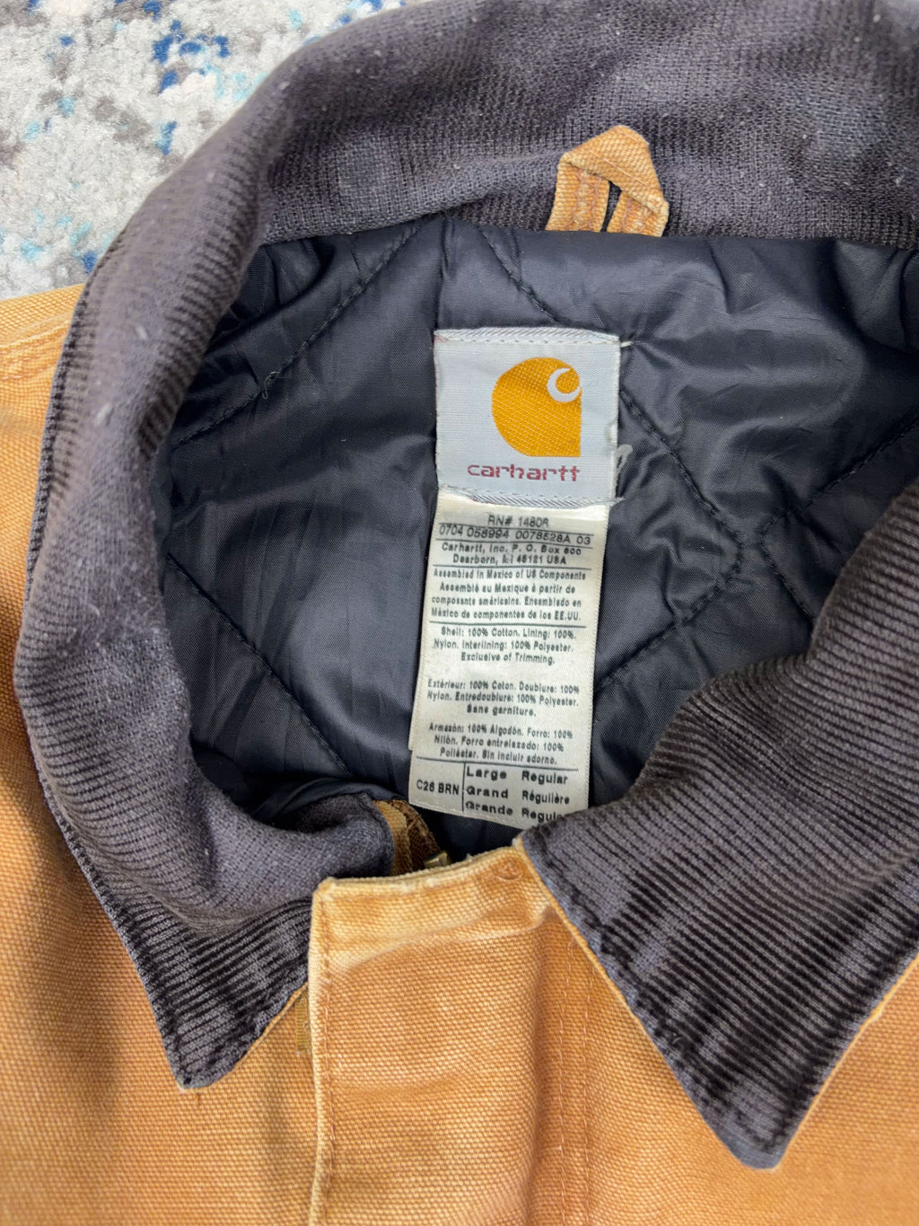Vintage Carhartt Quilted Lined Canvas Workwear Arctic Jacket C29 BRN Size Large