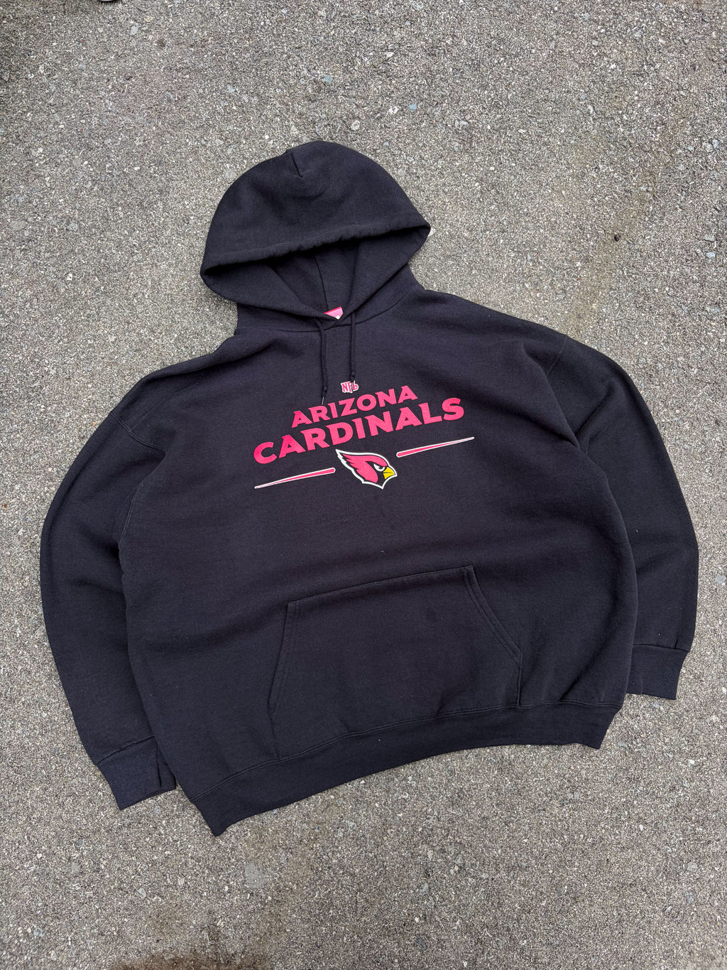 Vintage Arizona Cardinals NFL Logo Spellout Graphic Hooded Sweatshirt Size 2XL