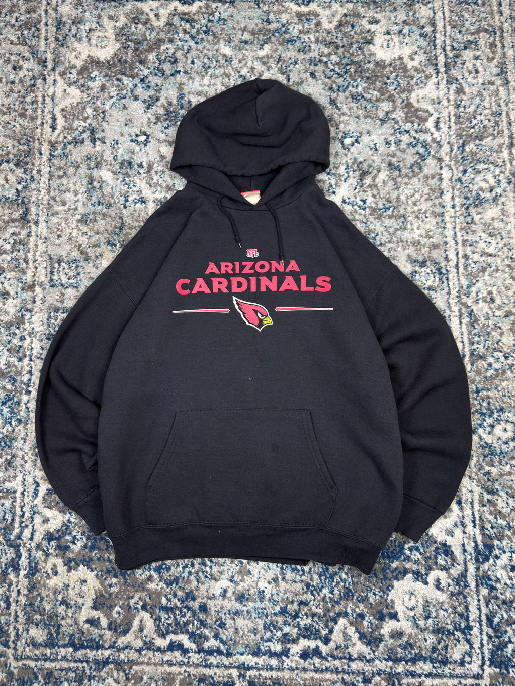 Vintage Arizona Cardinals NFL Logo Spellout Graphic Hooded Sweatshirt Size 2XL