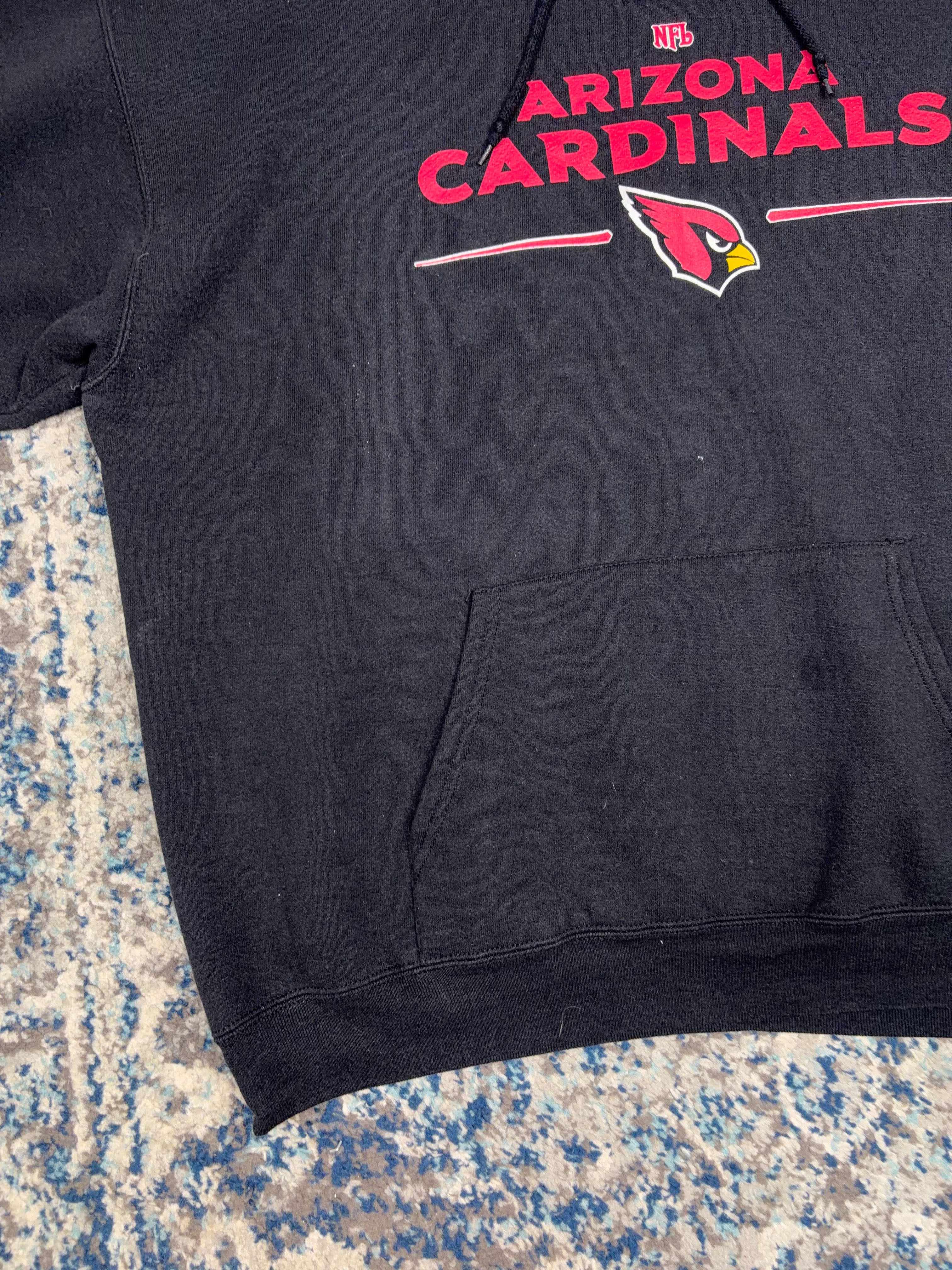 Vintage Arizona Cardinals NFL Logo Spellout Graphic Hooded Sweatshirt Size 2XL