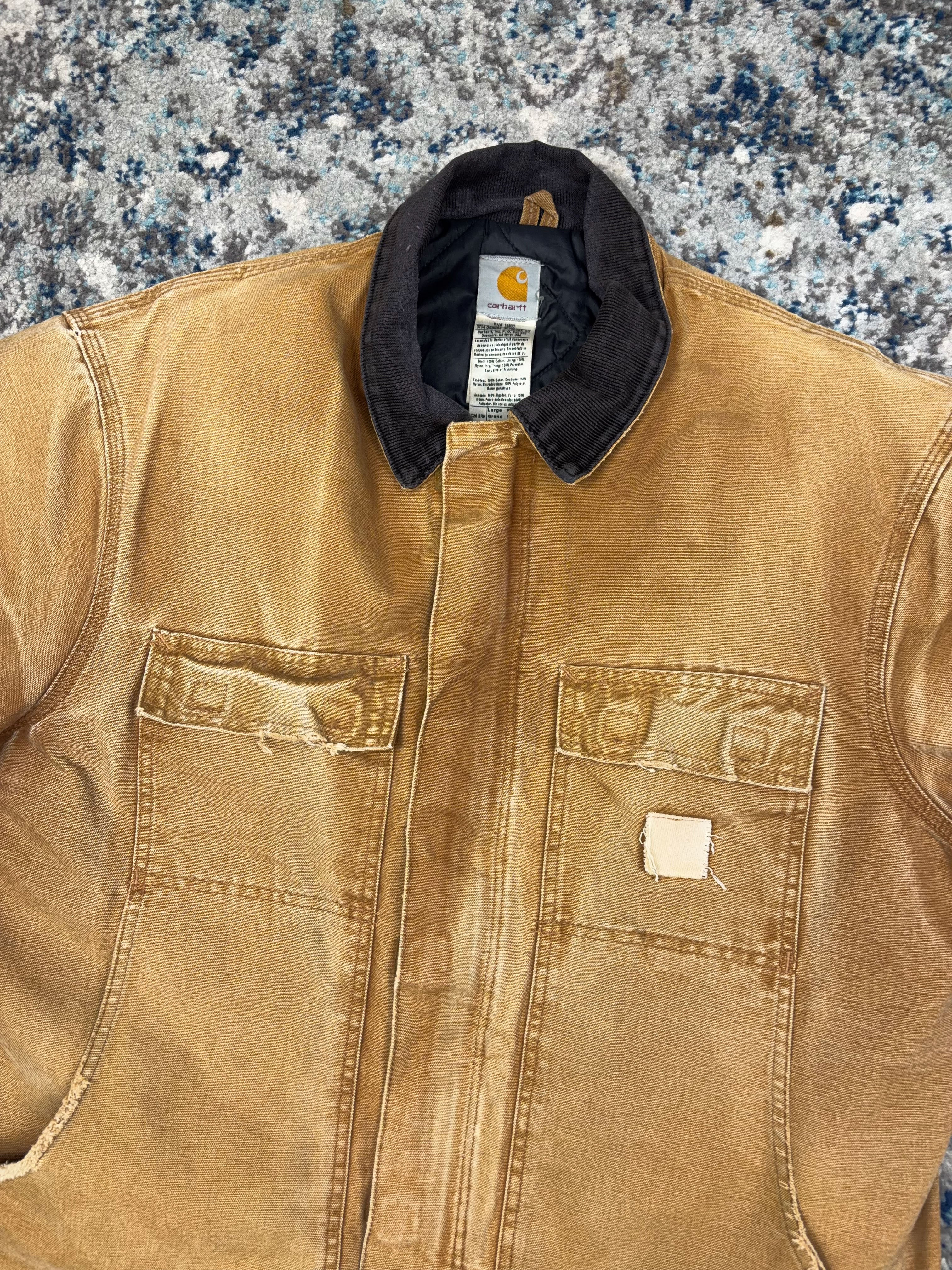 Vintage Carhartt Quilted Lined Canvas Workwear Arctic Jacket C29 BRN Size Large
