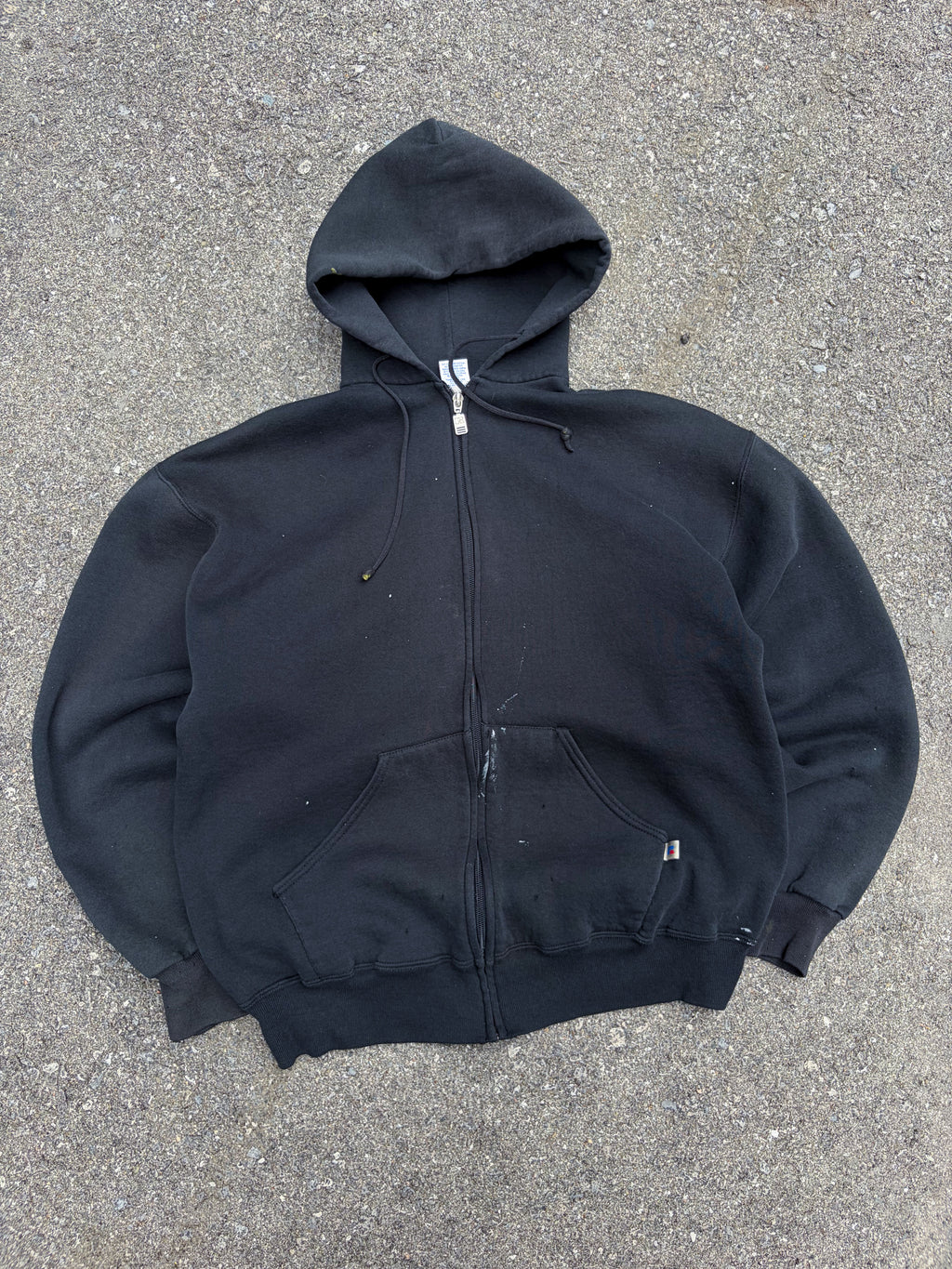 Vintage Russell Athletics Black Full Zip Hooded Sweatshirt Size Large