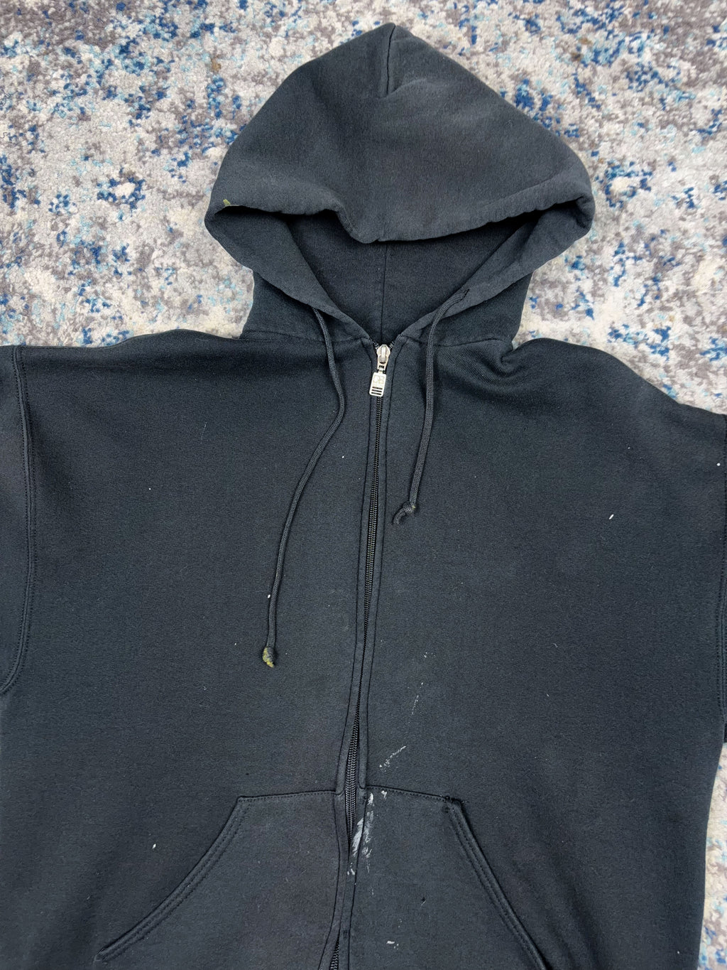 Vintage Russell Athletics Black Full Zip Hooded Sweatshirt Size Large