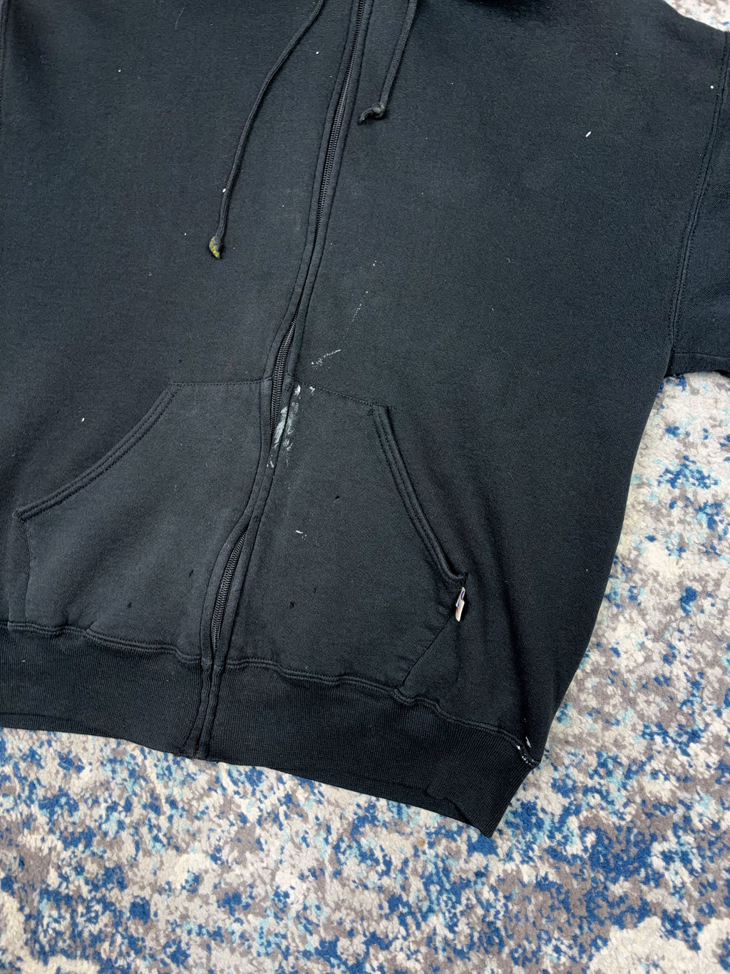 Vintage Russell Athletics Black Full Zip Hooded Sweatshirt Size Large