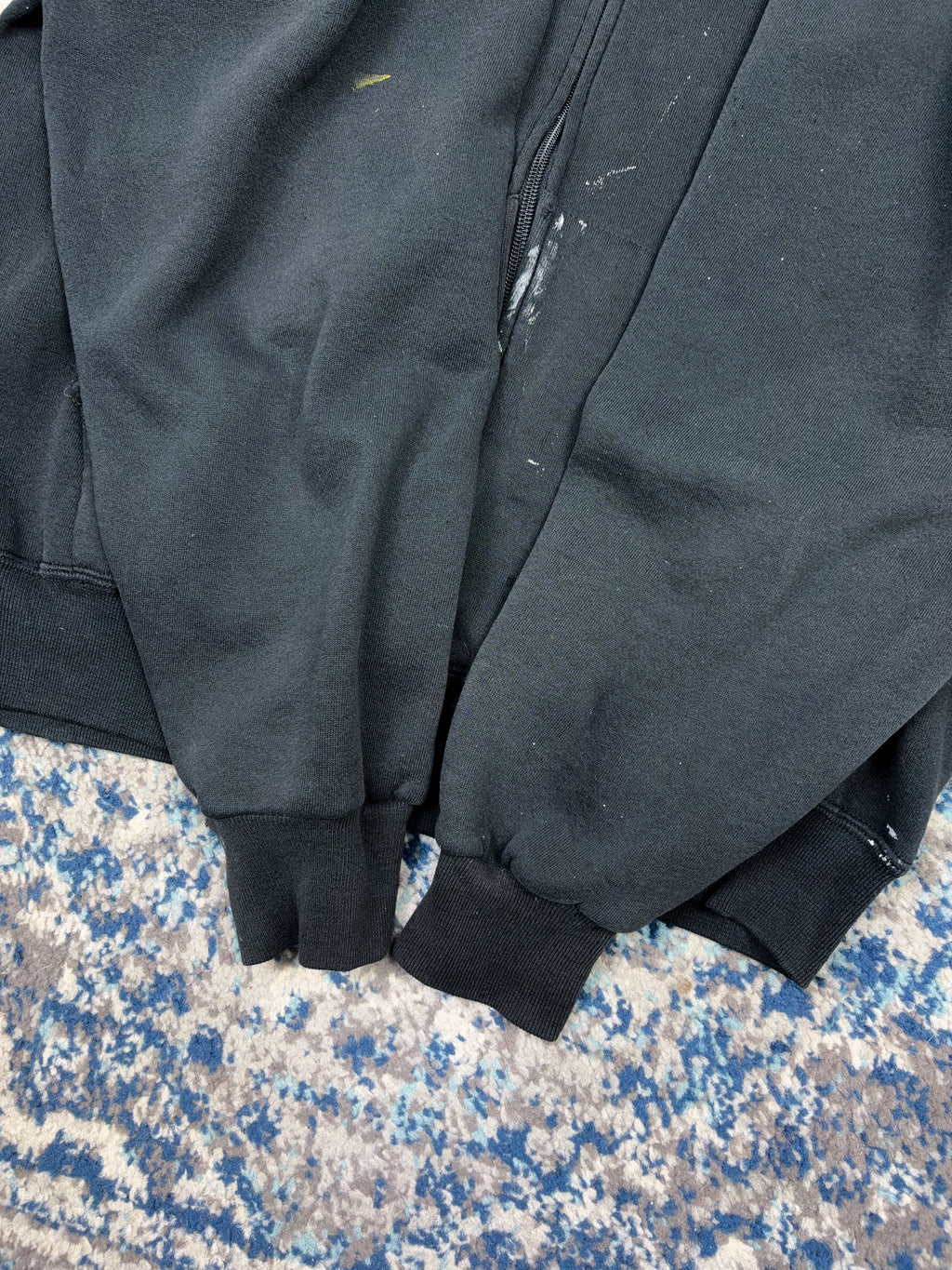 Vintage Russell Athletics Black Full Zip Hooded Sweatshirt Size Large