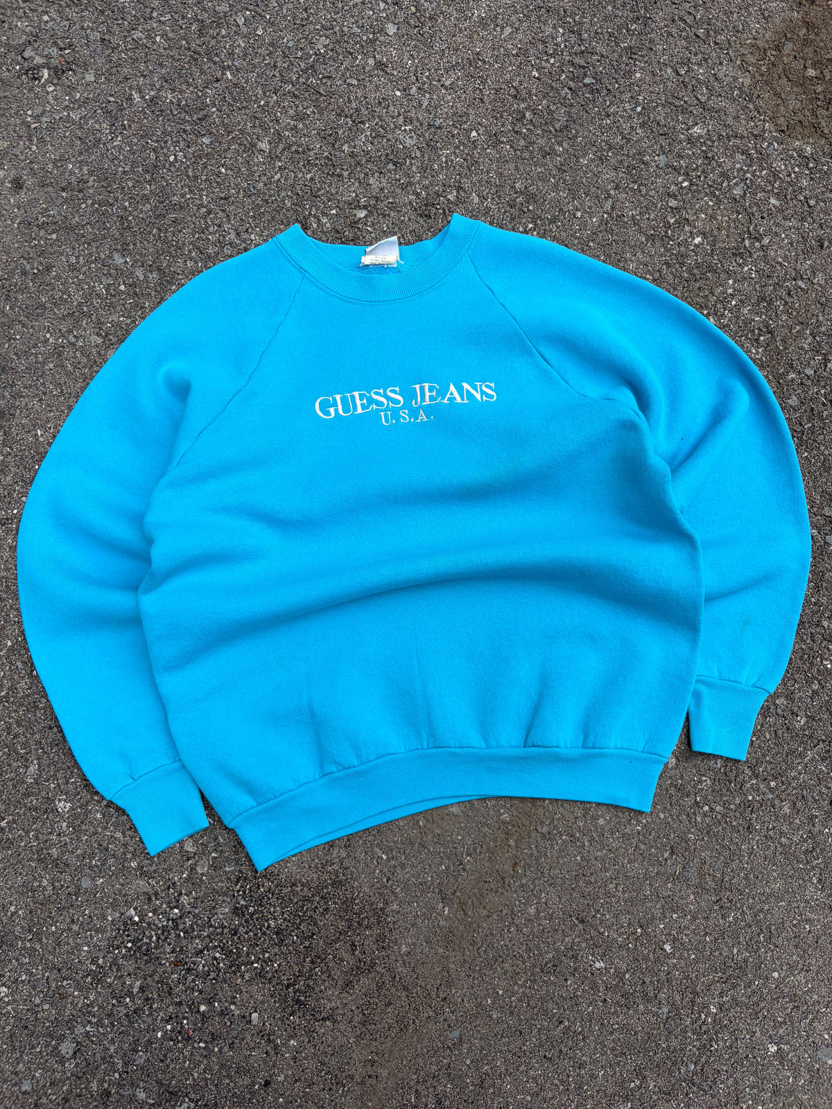 Vintage 90s Guess Jeans Embroidered Spellout Crewneck Sweatshirt Size XL