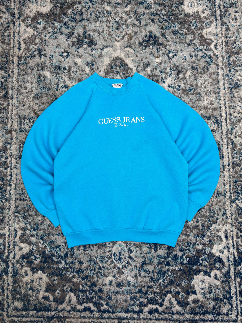 Vintage 90s Guess Jeans Embroidered Spellout Crewneck Sweatshirt Size XL