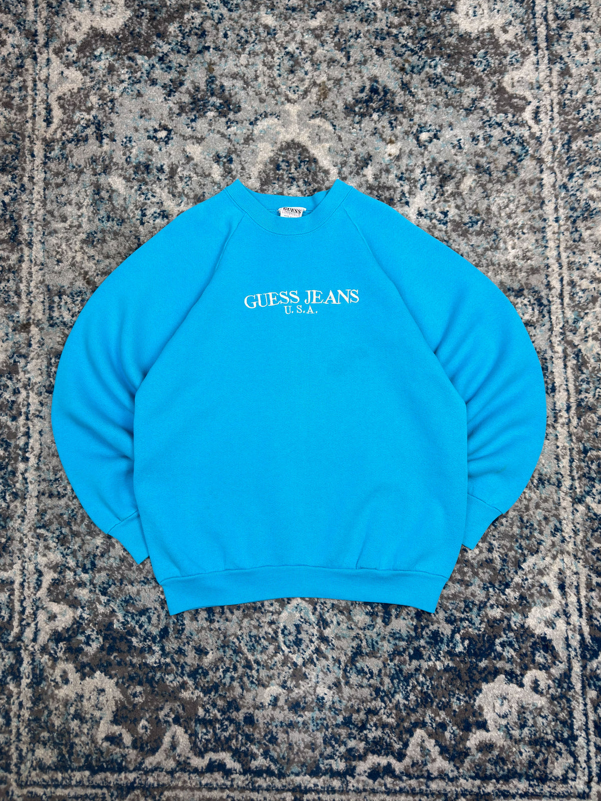 Vintage 90s Guess Jeans Embroidered Spellout Crewneck Sweatshirt Size XL