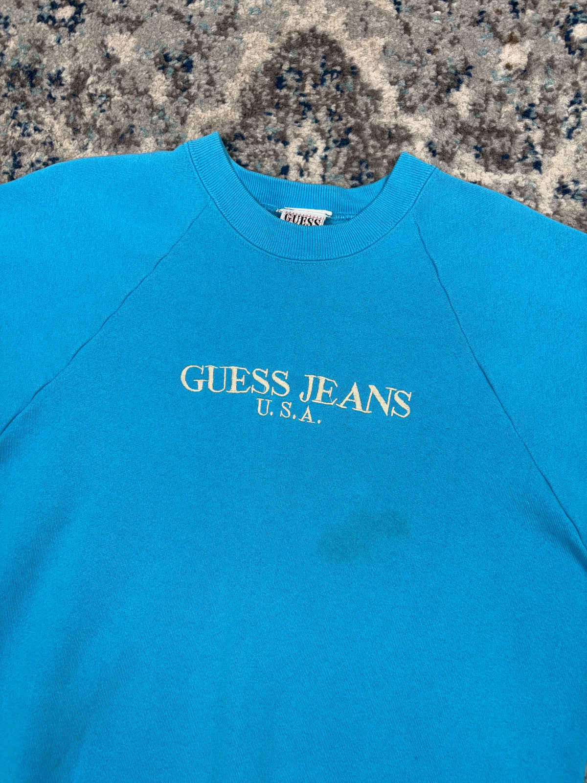 Vintage 90s Guess Jeans Embroidered Spellout Crewneck Sweatshirt Size XL