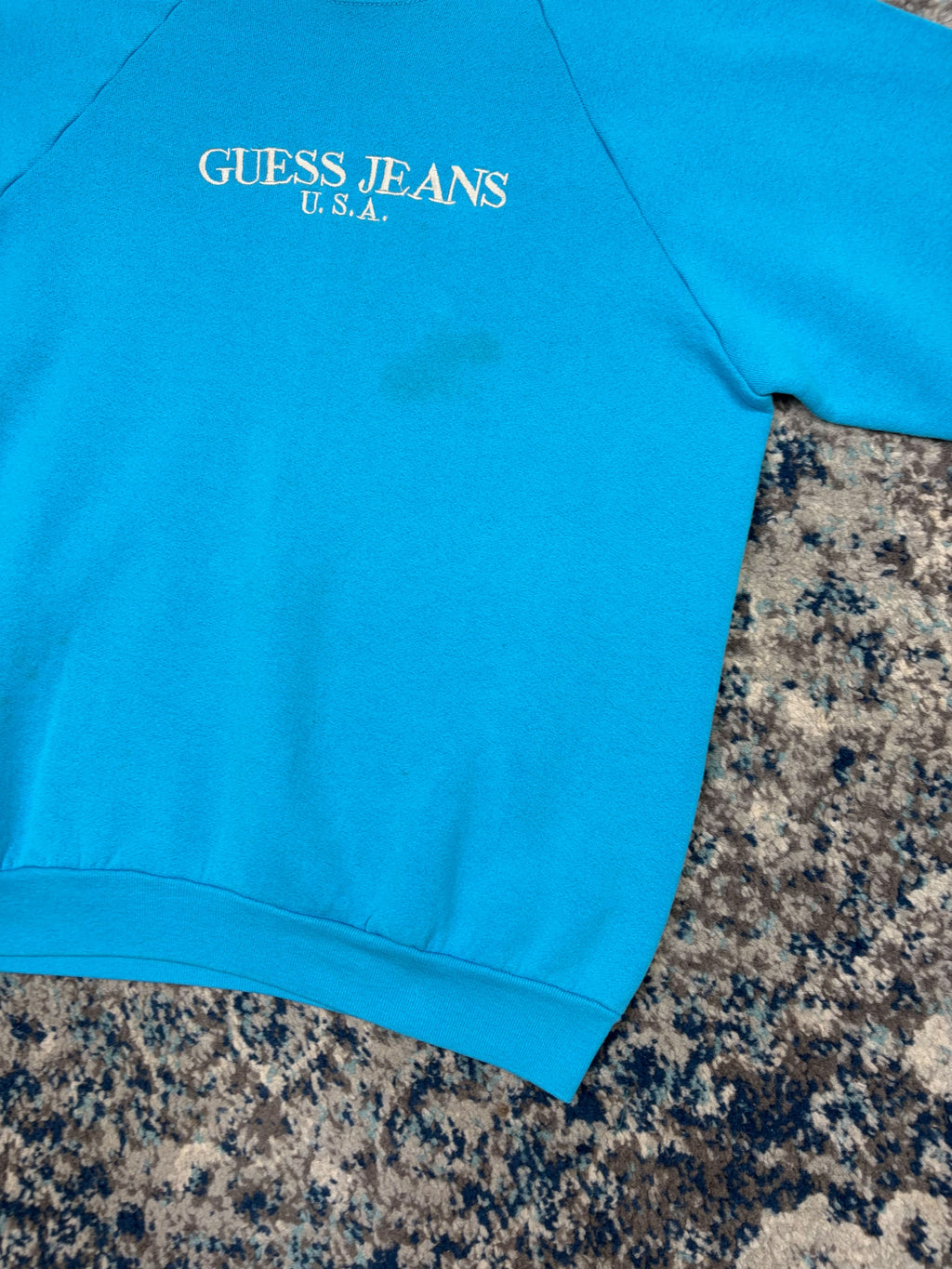 Vintage 90s Guess Jeans Embroidered Spellout Crewneck Sweatshirt Size XL