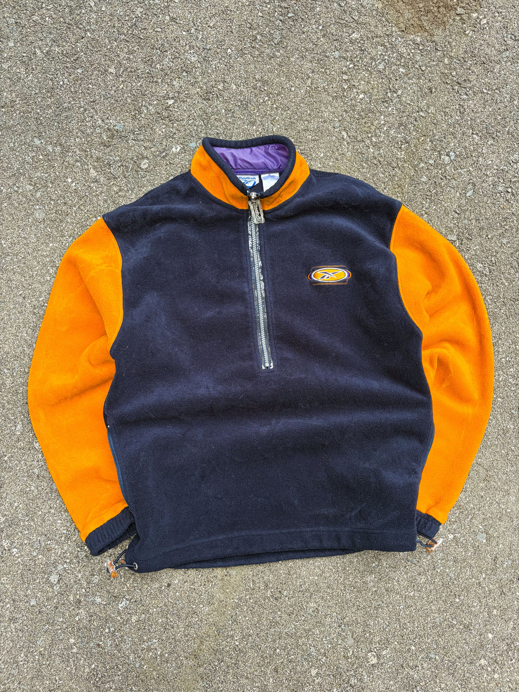 Vintage Reebok Embroidered Logo 1/2 Zip Pullover Fleece Sweatshirt Size Medium
